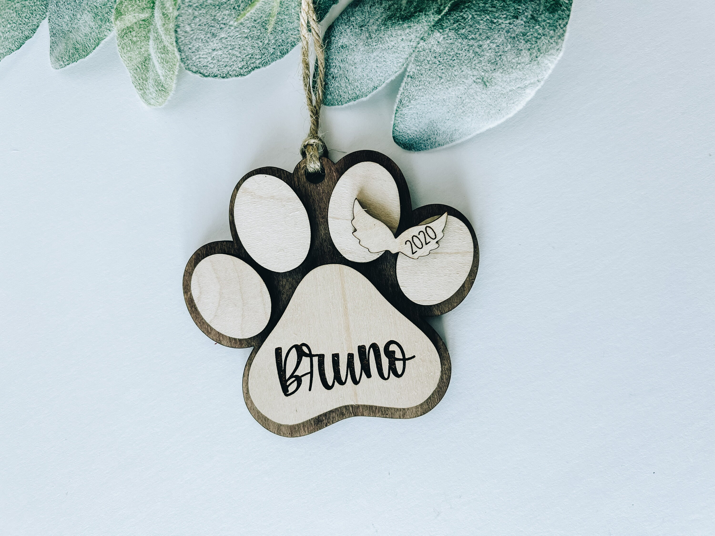 Personalized Dog Christmas Ornament, Pet Memorial Paw Print Ornament Gift 1 - MeasureMason Personalized Dog Christmas Ornament, Pet Memorial Paw Print Ornament Gift 1