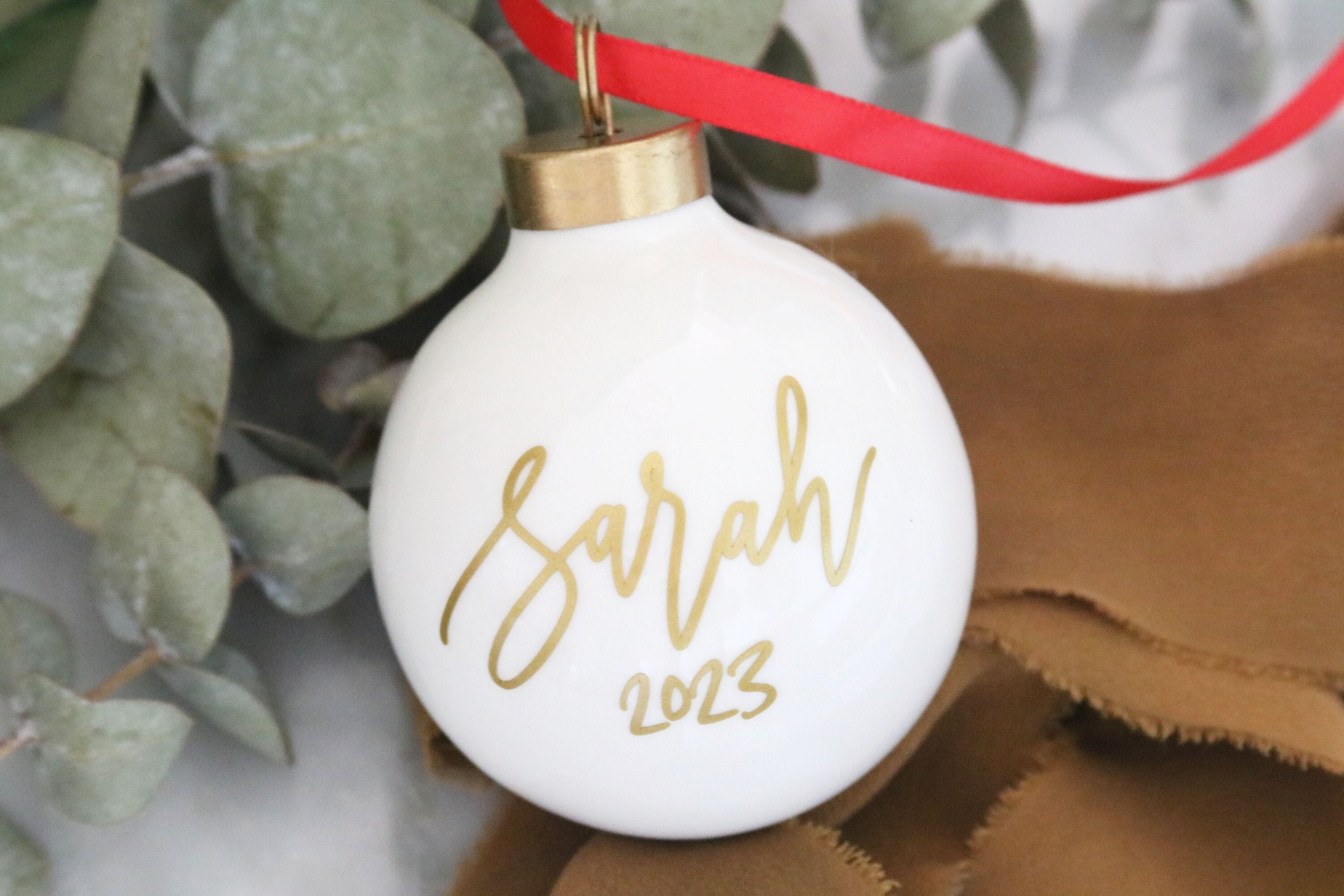 Personalized Christmas Ornament, Custom Round Porcelain Name Ornament for Tree Decor Personalized Christmas Ornament, Custom Round Porcelain Name Ornament for Tree Decor