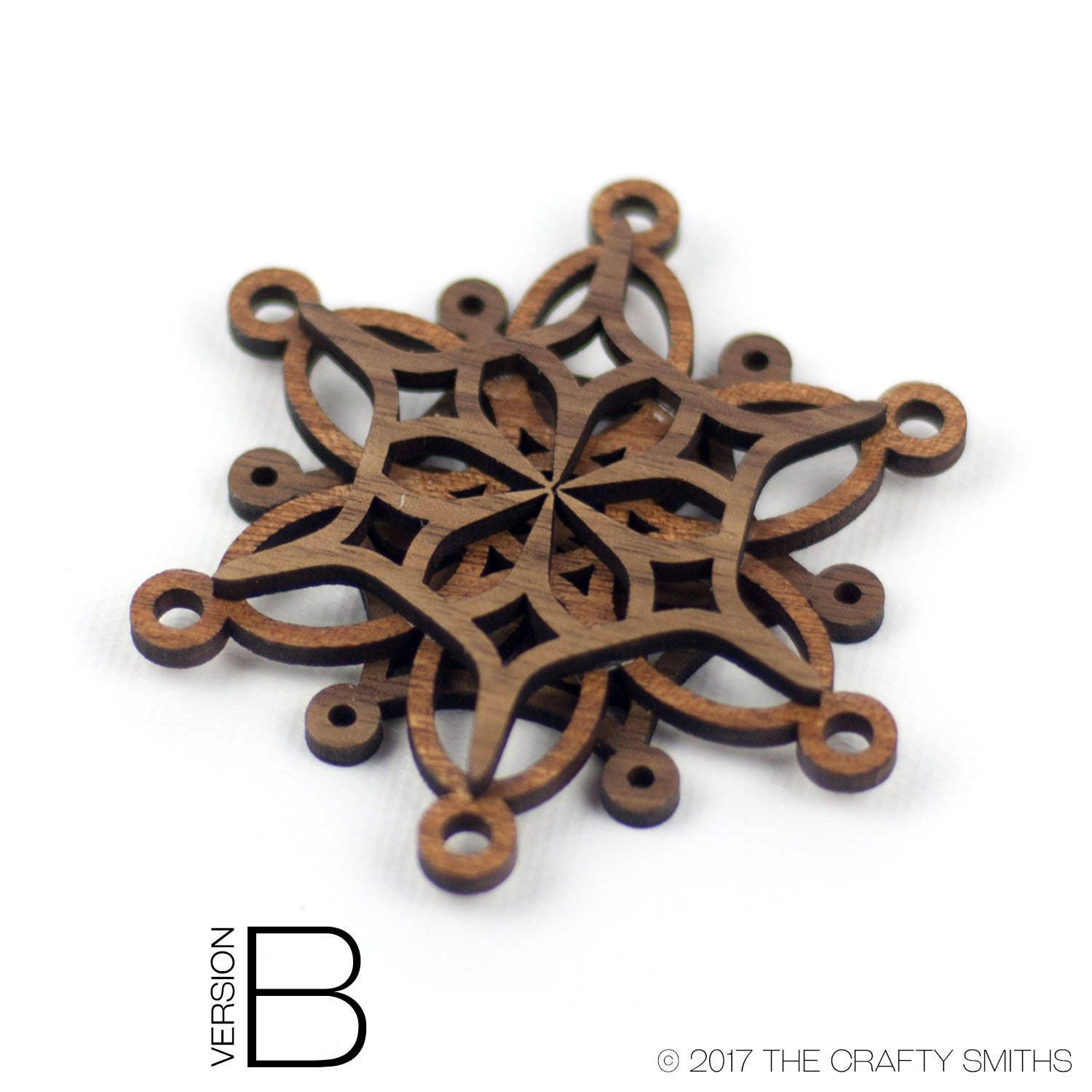 3D Layered Wood Snowflake Christmas Ornament - Berries Holiday Tree Decoration 4 - MeasureMason 3D Layered Wood Snowflake Christmas Ornament - Berries Holiday Tree Decoration 4