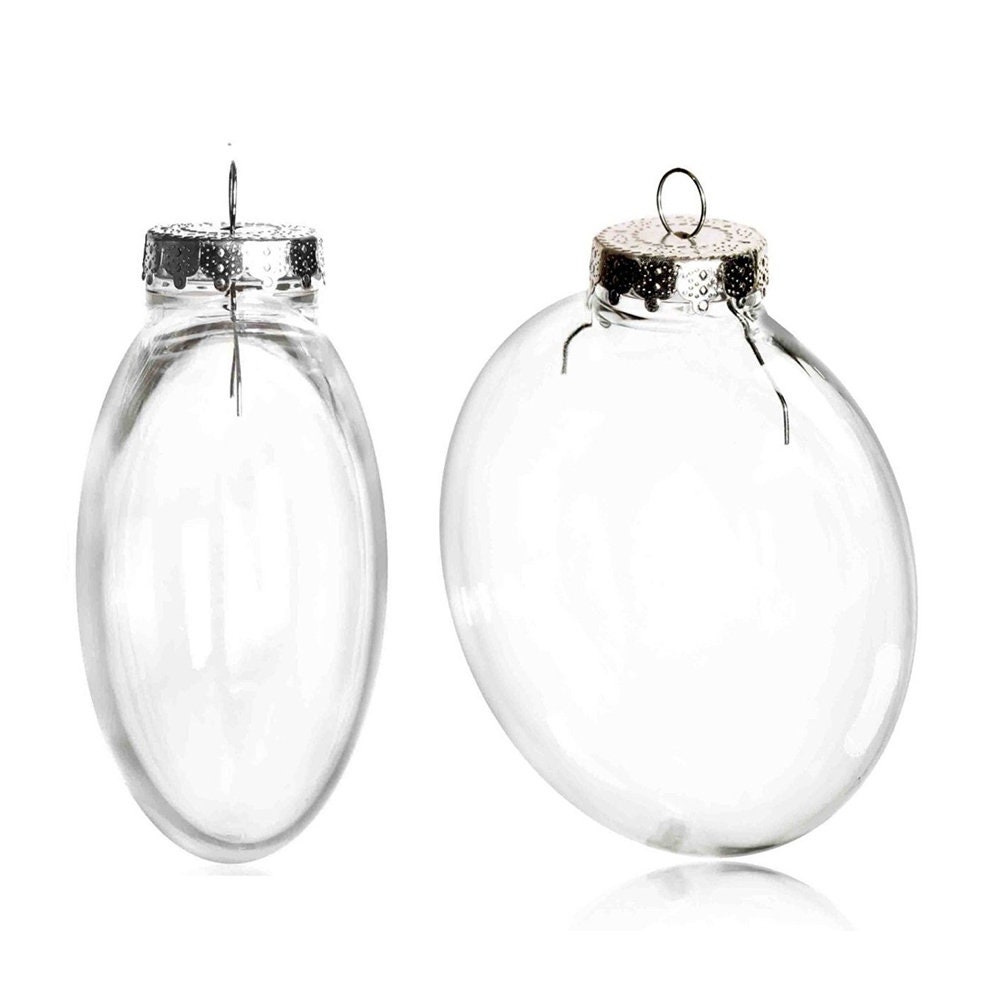Clear Fillable Plastic Christmas Ornaments 20 Pack, 4 Inch DIY Paintable Oval Baubles 2 - MeasureMason Clear Fillable Plastic Christmas Ornaments 20 Pack, 4 Inch DIY Paintable Oval Baubles 2