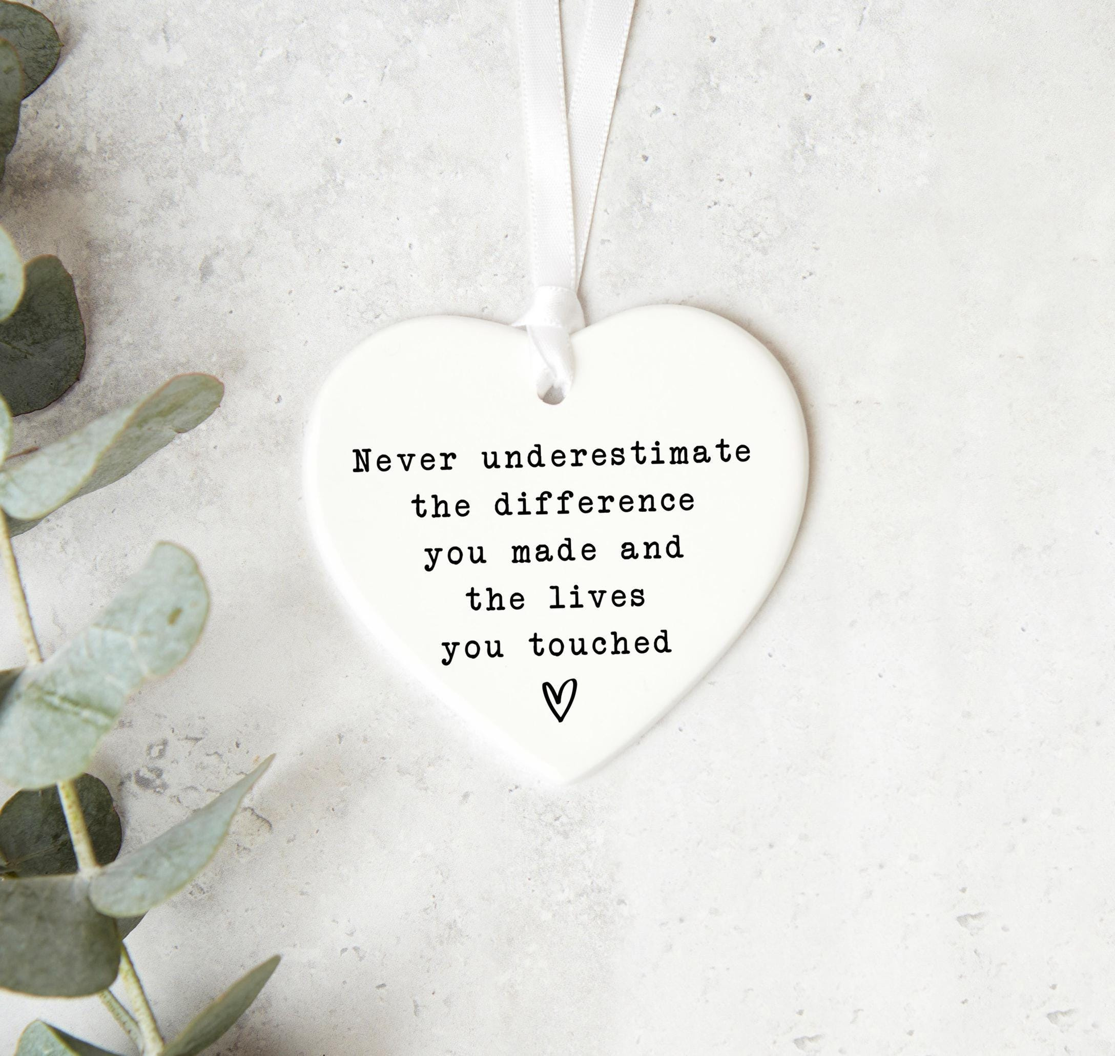 Personalized Ceramic Heart Ornament Appreciation Gift Thank You Keepsake