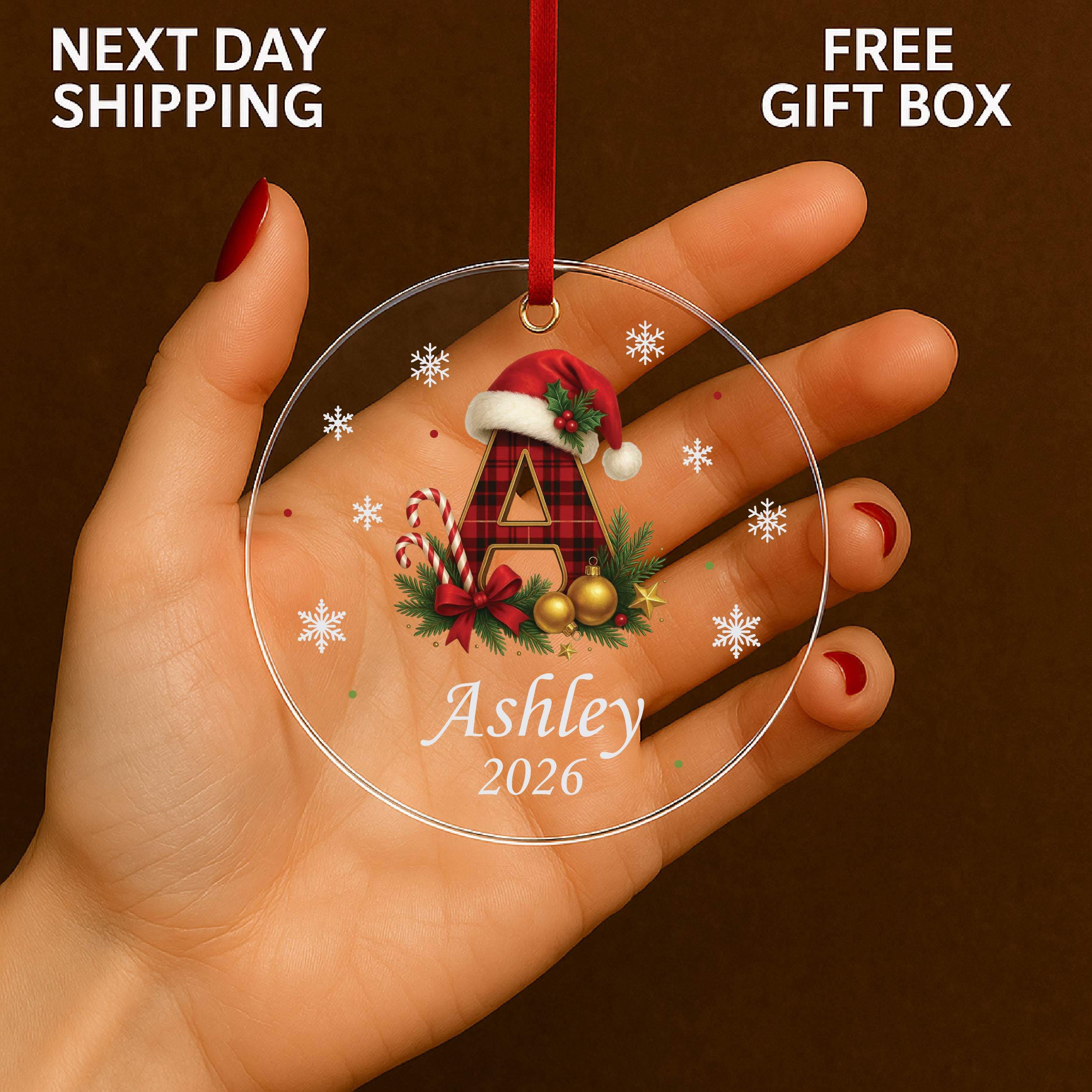 Personalized Christmas Acrylic Ornament 2026 Custom Name Initial Keepsake Personalized Christmas Acrylic Ornament 2026 Custom Name Initial Keepsake
