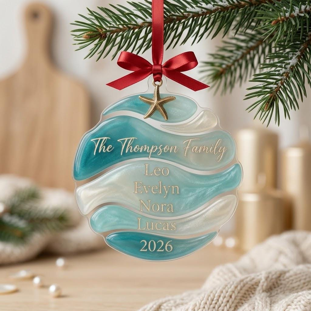 Personalized Sea Glass Tree Ornament 2026, Custom Family Christmas Keepsake 3 - MeasureMason Personalized Sea Glass Tree Ornament 2026, Custom Family Christmas Keepsake 3