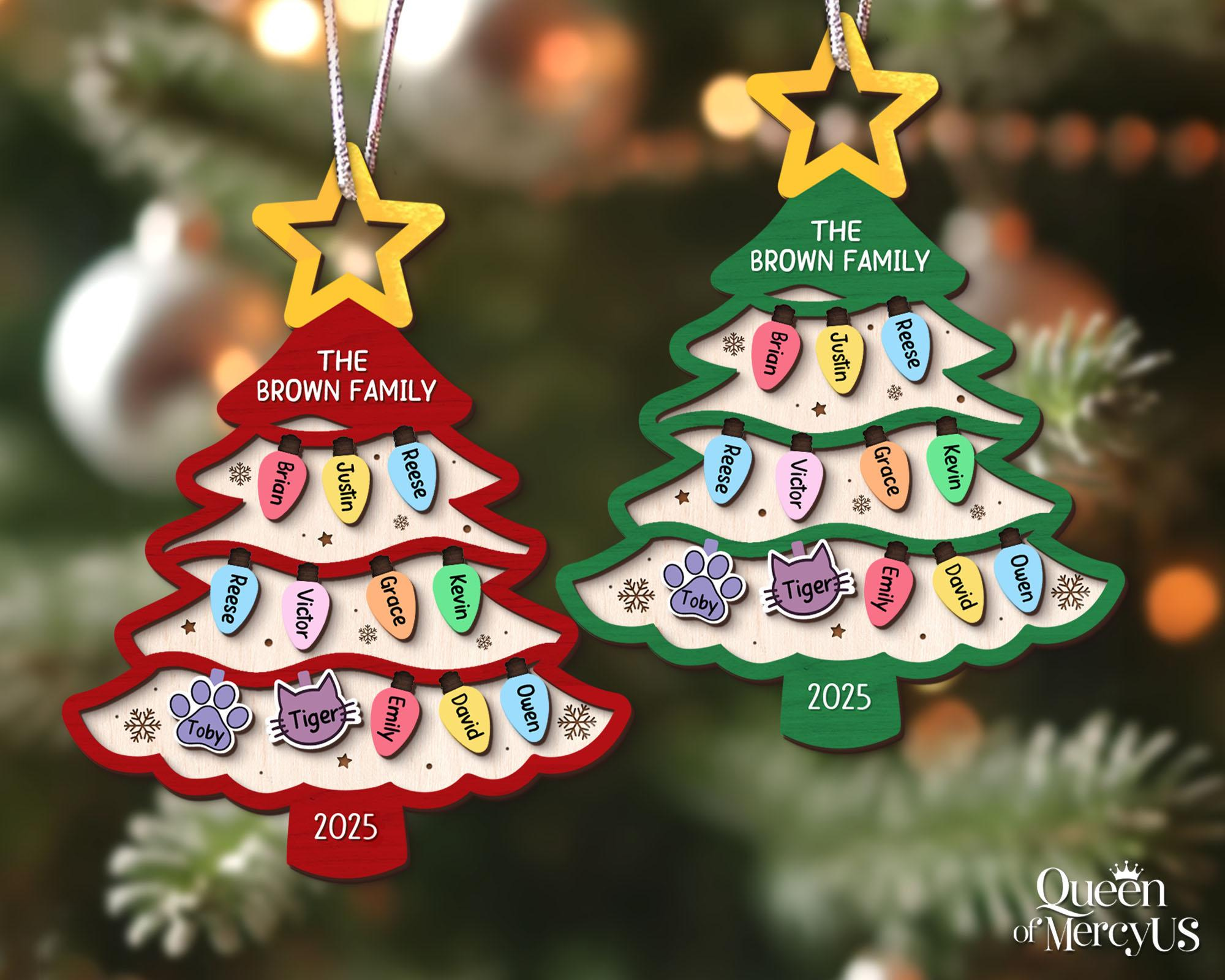 Personalized Family Tree Ornament 2025 Custom Family With Pet Christmas Ornament 1 - MeasureMason Personalized Family Tree Ornament 2025 Custom Family With Pet Christmas Ornament 1