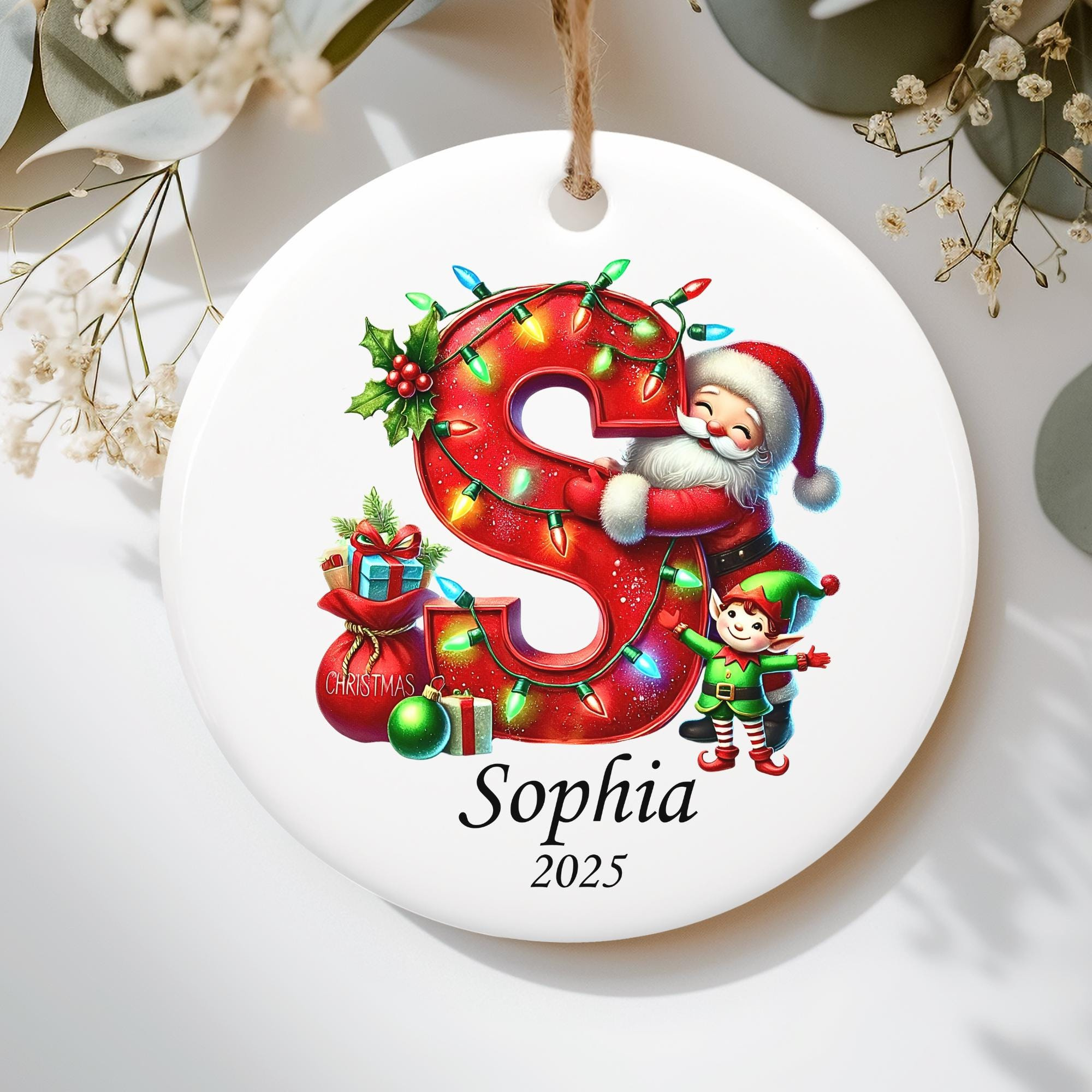 Personalized Christmas Ornament 2025, Custom Letter Name Ornament for Kids and Family
