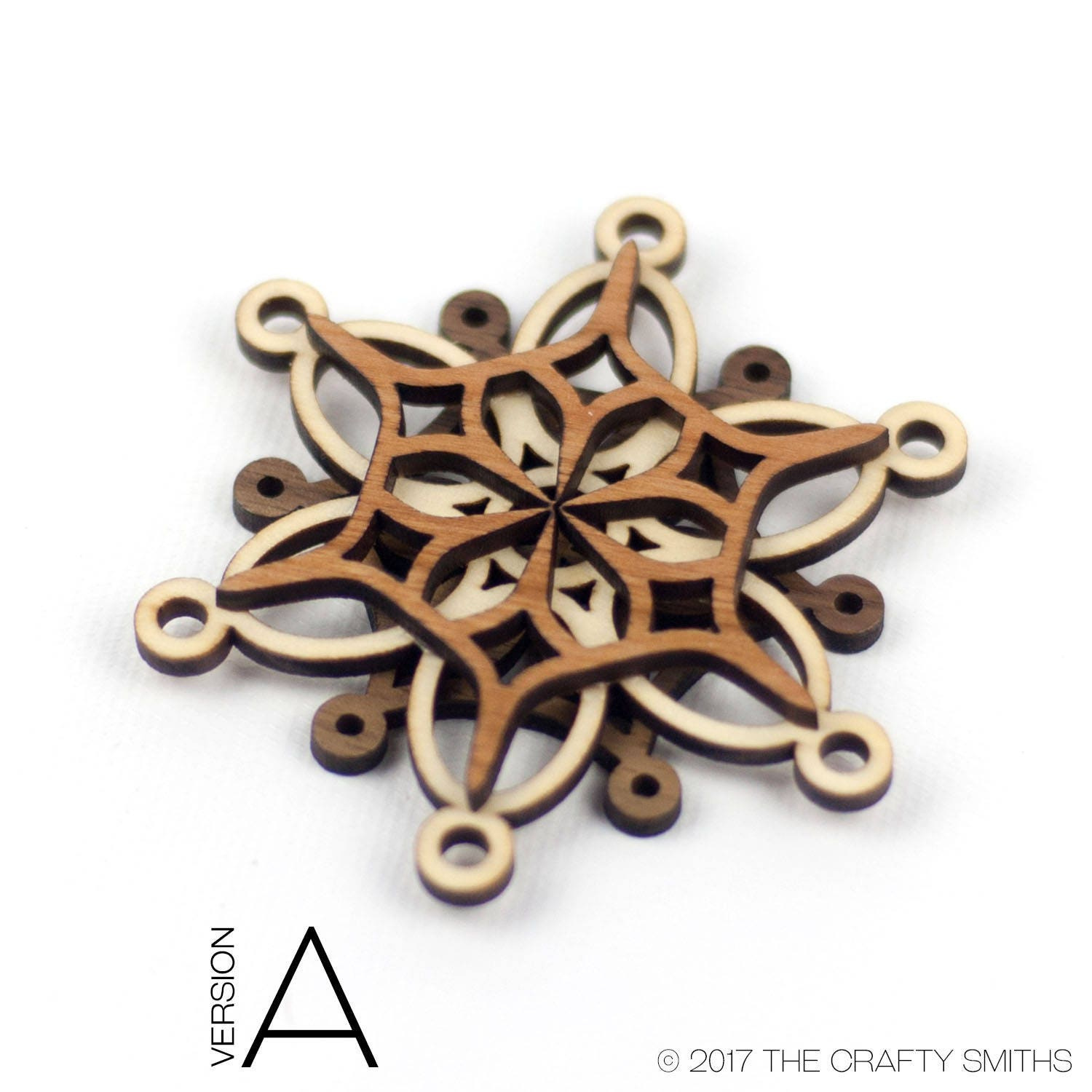 3D Layered Wood Snowflake Christmas Ornament - Berries Holiday Tree Decoration 3 - MeasureMason 3D Layered Wood Snowflake Christmas Ornament - Berries Holiday Tree Decoration 3