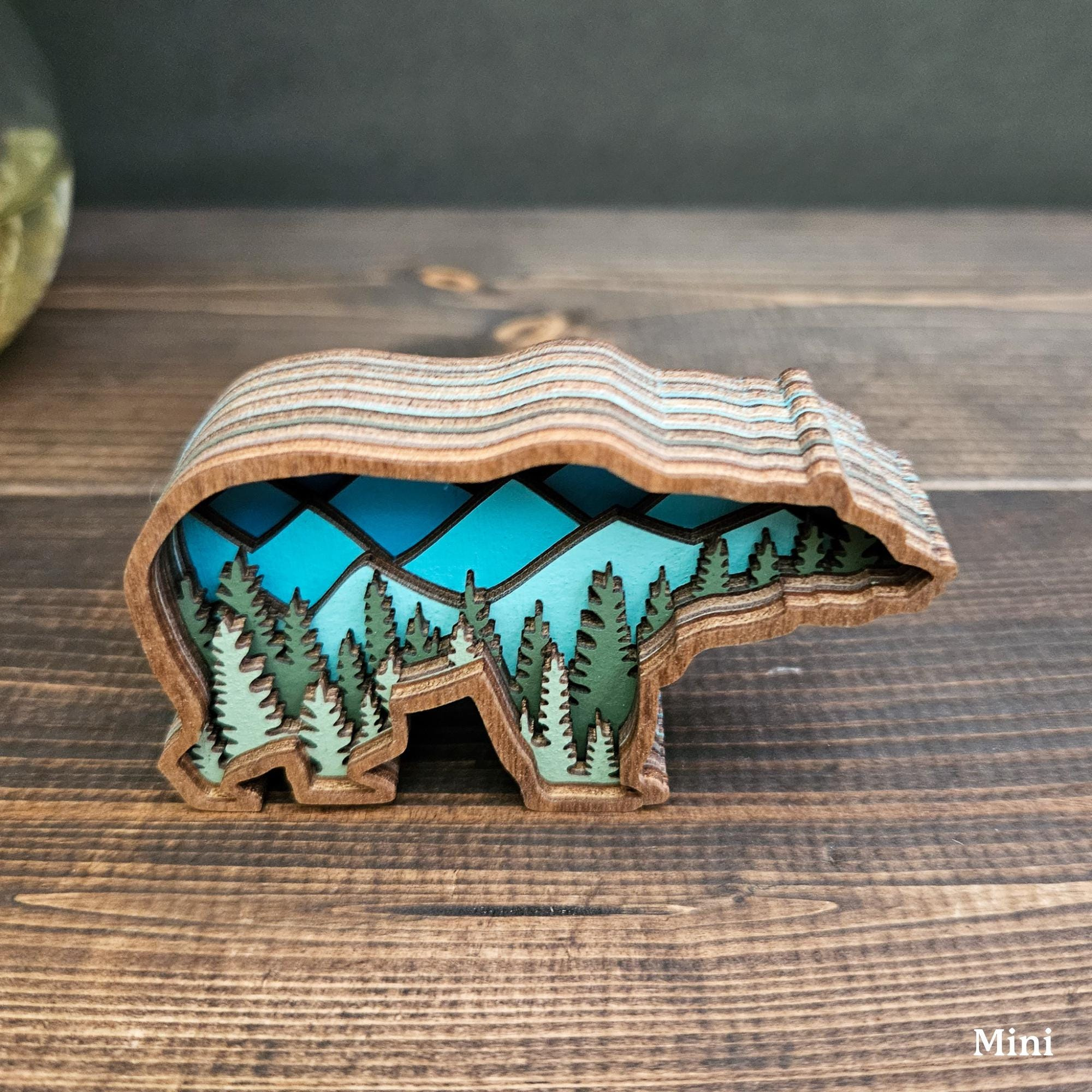 Bear Wood Magnet, 3D Layered Animal Fridge Decor for Cabin and Nature Lovers 2 - MeasureMason Bear Wood Magnet, 3D Layered Animal Fridge Decor for Cabin and Nature Lovers 2