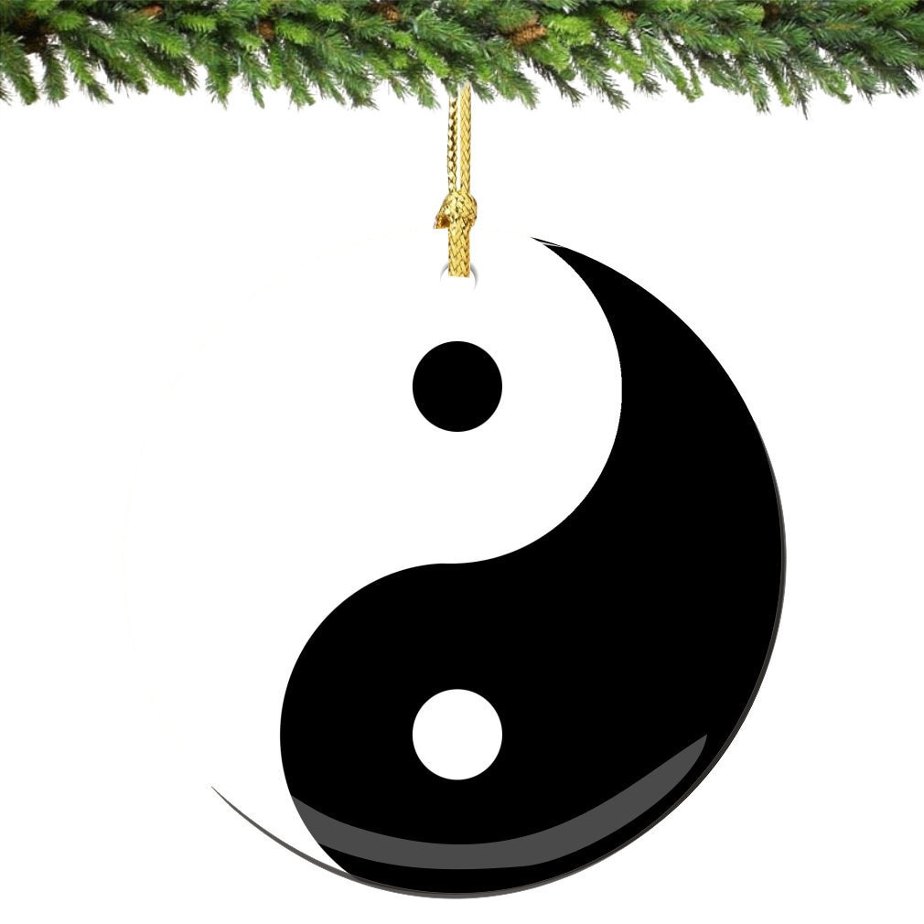 Yin Yang Christmas Ornament, Double Sided Porcelain Holiday Tree Decoration Yin Yang Christmas Ornament, Double Sided Porcelain Holiday Tree Decoration