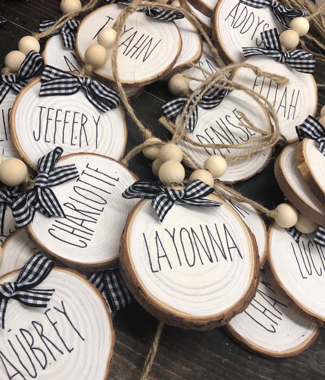 Personalized Wood Ornament, Handwritten Christmas Keepsake, Stocking Name Tag Personalized Wood Ornament, Handwritten Christmas Keepsake, Stocking Name Tag