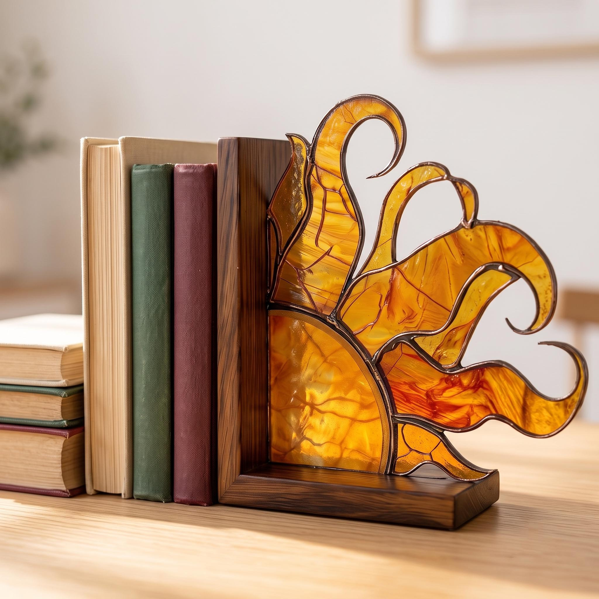 Acrylic Suncatcher Bookends, Celestial Boho Reading Decor, Faux Stained Glass Sunburst 2 - MeasureMason Acrylic Suncatcher Bookends, Celestial Boho Reading Decor, Faux Stained Glass Sunburst 2