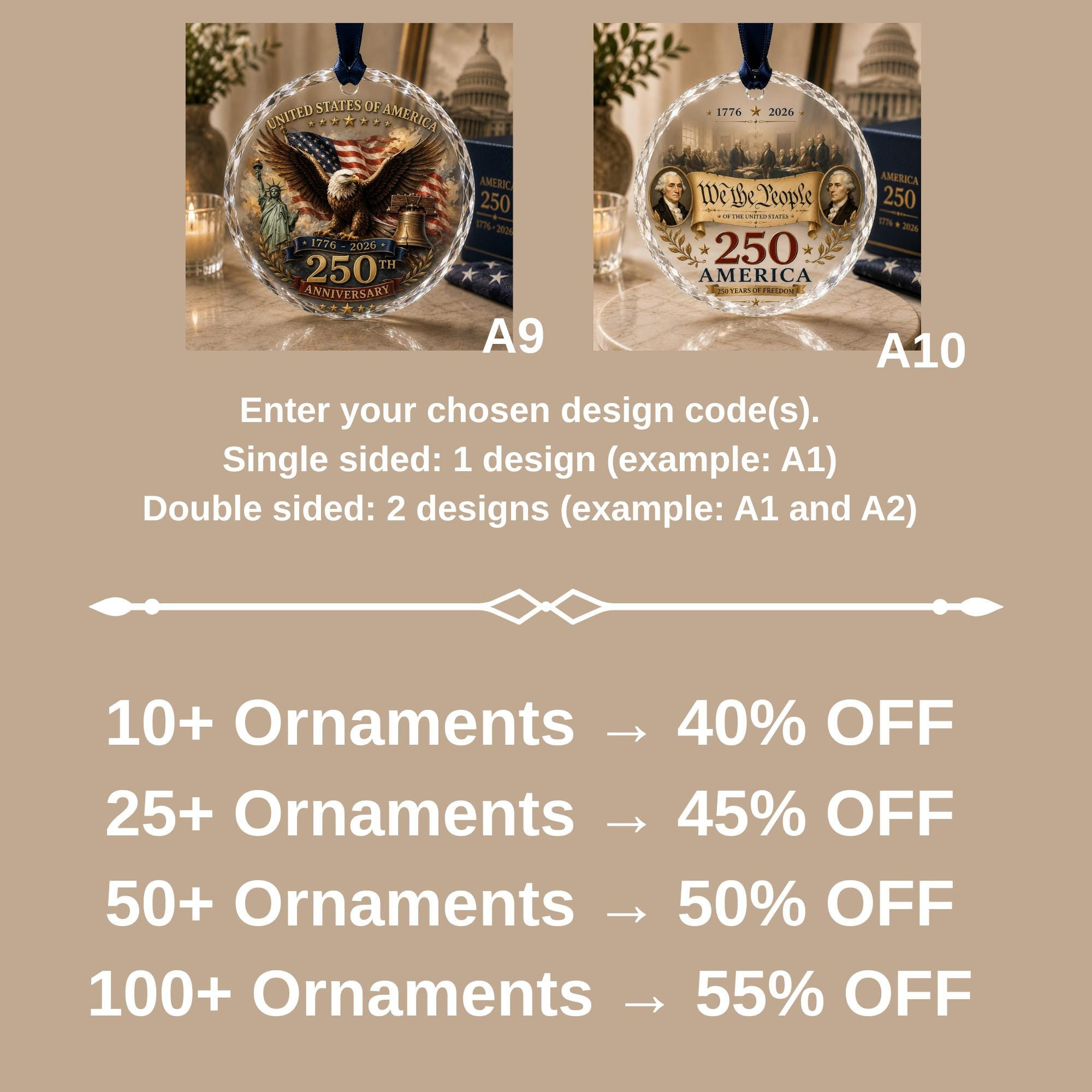 250th Anniversary Patriotic Glass Ornament, American Heritage Christmas Keepsake 3 - MeasureMason 250th Anniversary Patriotic Glass Ornament, American Heritage Christmas Keepsake 3