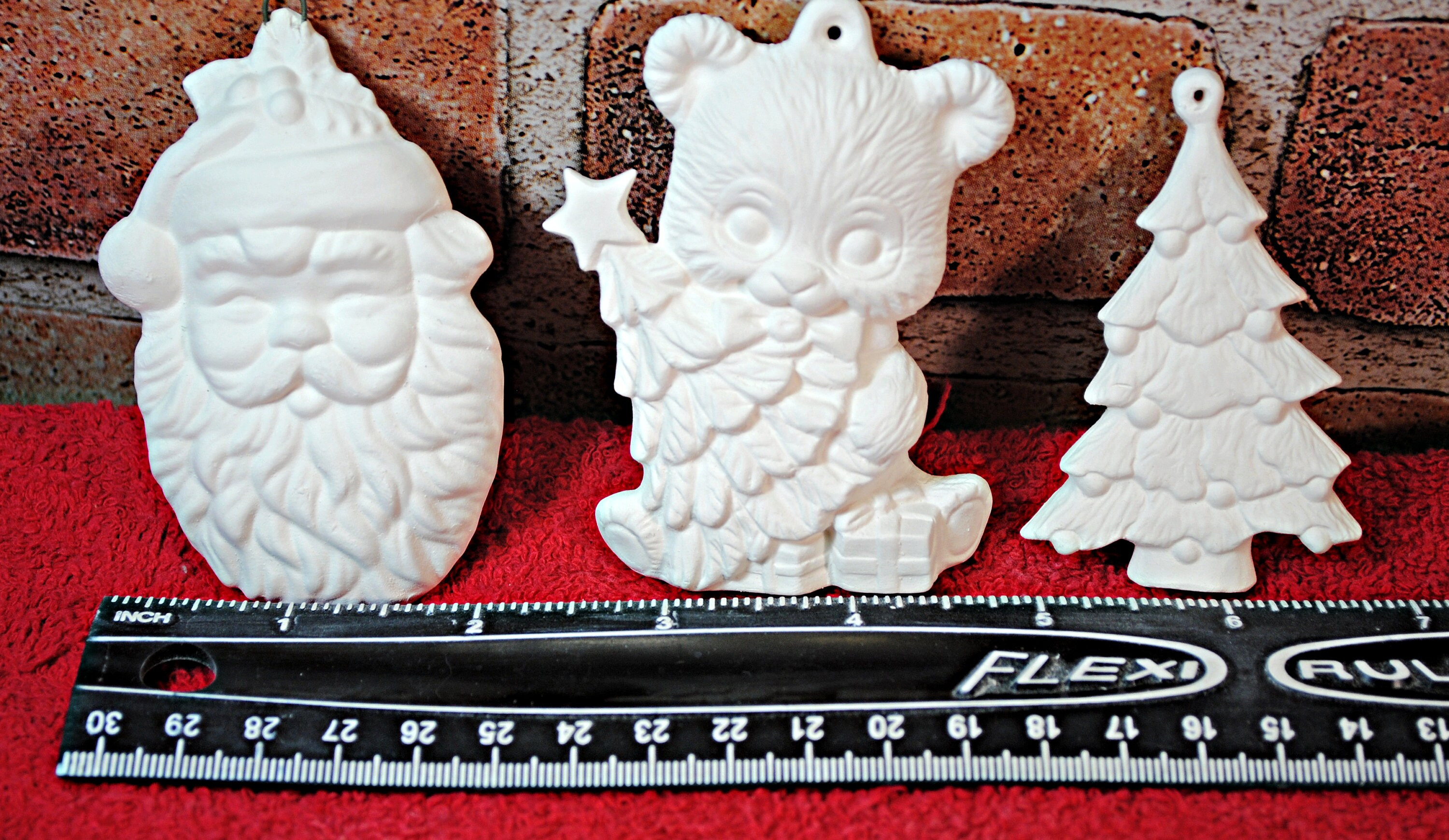 Set of 3 Unpainted Ceramic Christmas Ornaments for Painting 2 - MeasureMason Set of 3 Unpainted Ceramic Christmas Ornaments for Painting 2