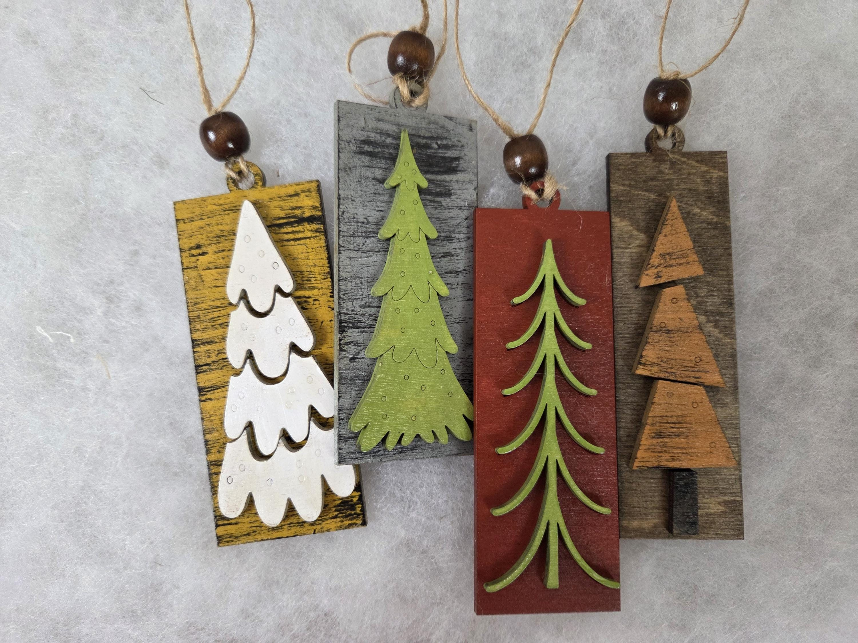 Rustic Wooden Christmas Ornaments Set, Farmhouse Holiday Tree Decorations 2 - MeasureMason Rustic Wooden Christmas Ornaments Set, Farmhouse Holiday Tree Decorations 2