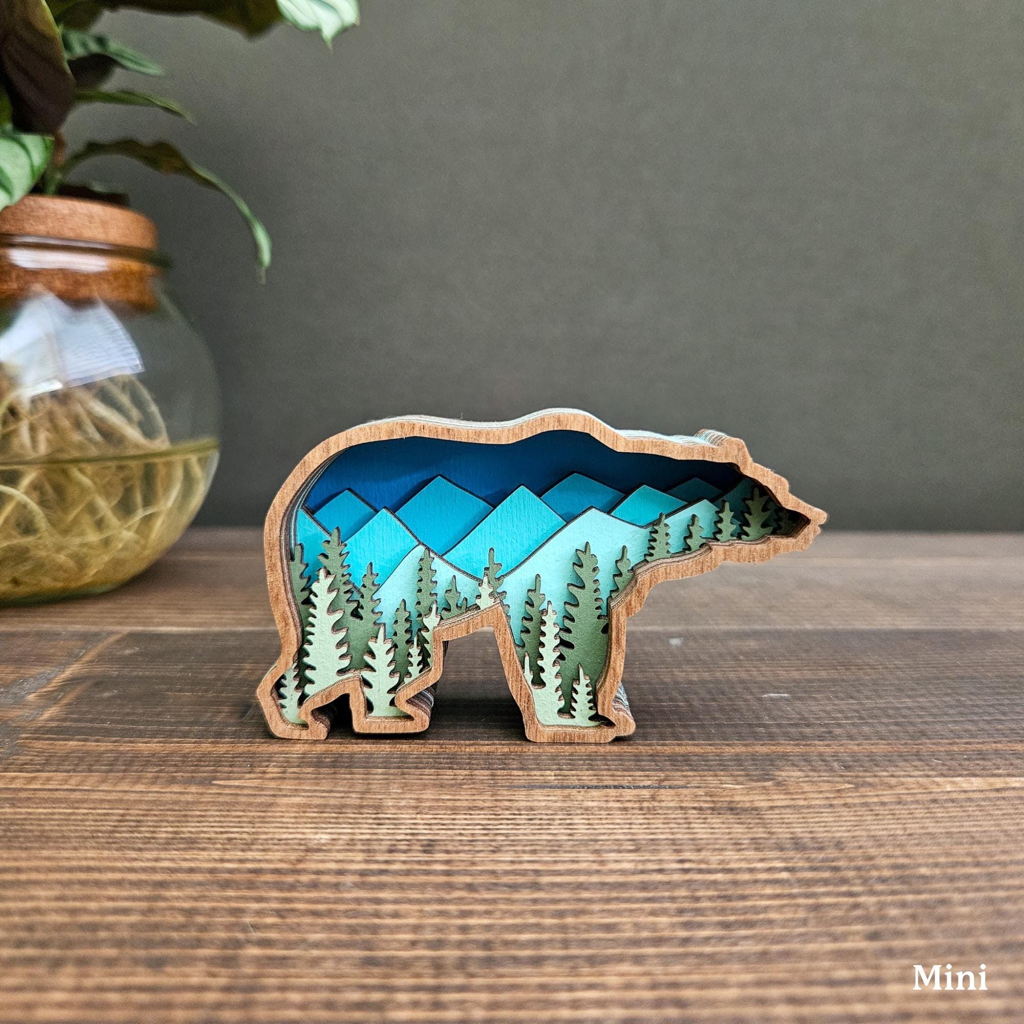 Bear Wood Magnet, 3D Layered Animal Fridge Decor for Cabin and Nature Lovers 3 - MeasureMason Bear Wood Magnet, 3D Layered Animal Fridge Decor for Cabin and Nature Lovers 3