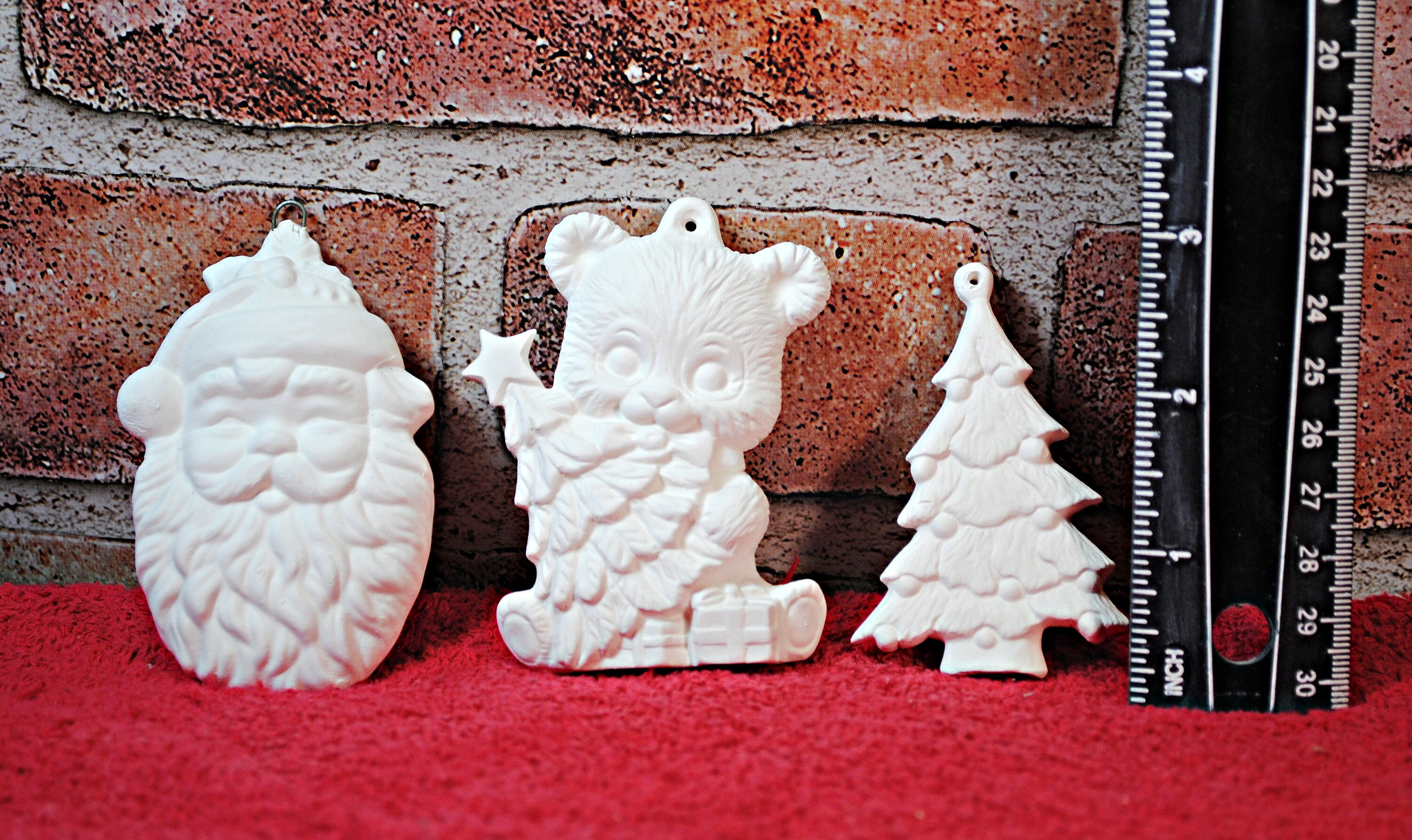 Set of 3 Unpainted Ceramic Christmas Ornaments for Painting 1 - MeasureMason Set of 3 Unpainted Ceramic Christmas Ornaments for Painting 1