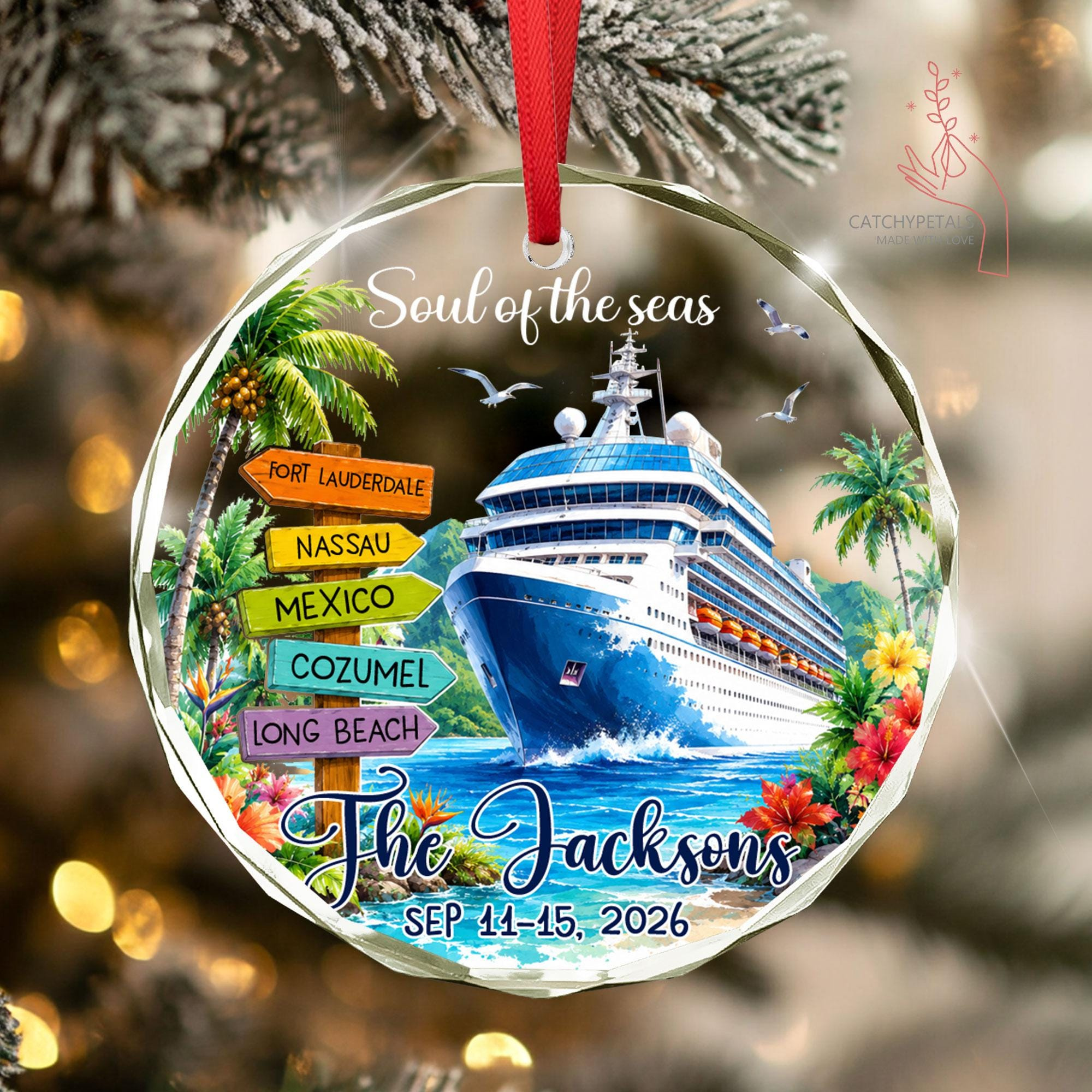 Custom Cruise Ornament, Personalized Travel Keepsake for Family Vacation or Honeymoon 1 - MeasureMason Custom Cruise Ornament, Personalized Travel Keepsake for Family Vacation or Honeymoon 1