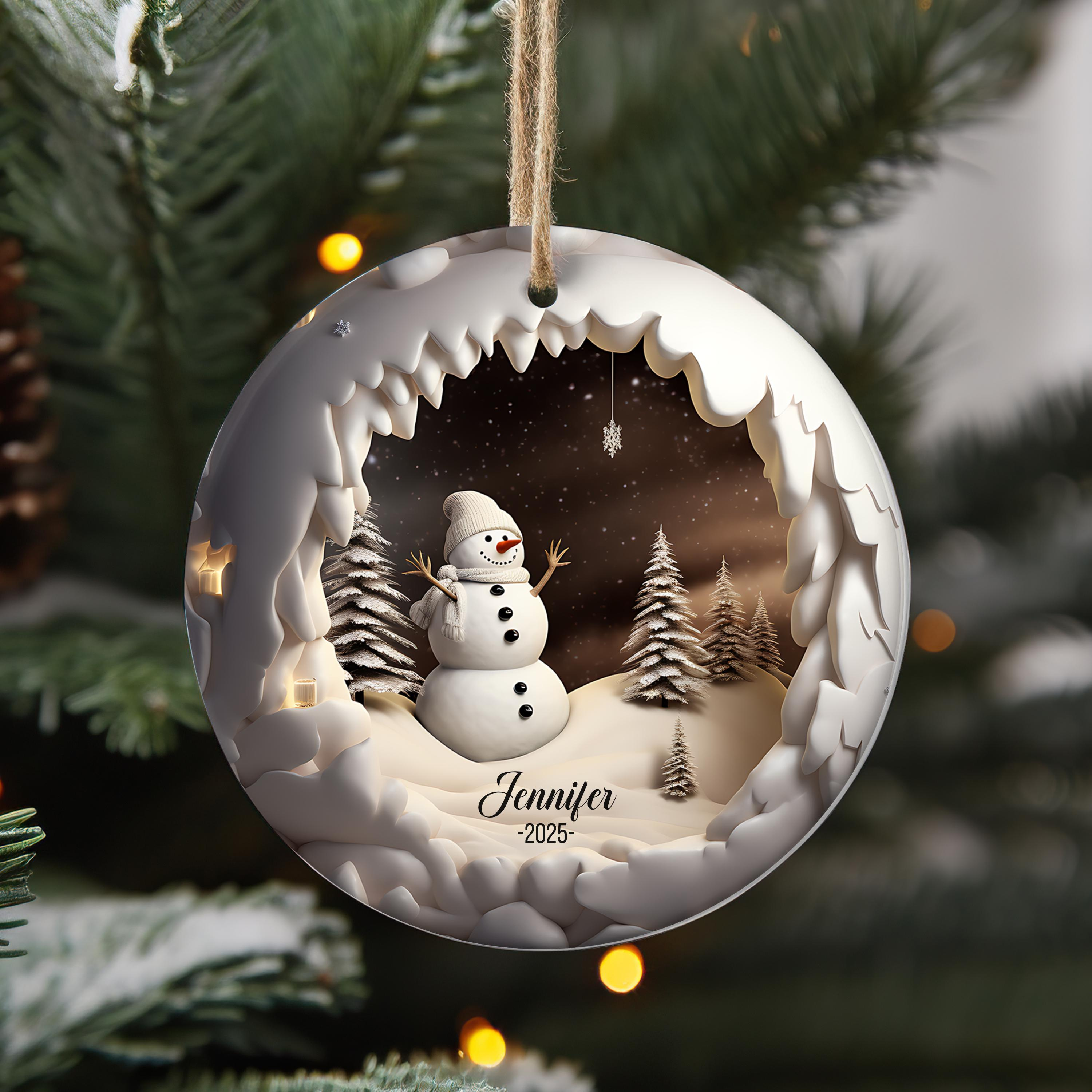 Personalized Snowman Christmas Ornament with Custom Name and 2025 Winter Keepsake Personalized Snowman Christmas Ornament with Custom Name and 2025 Winter Keepsake