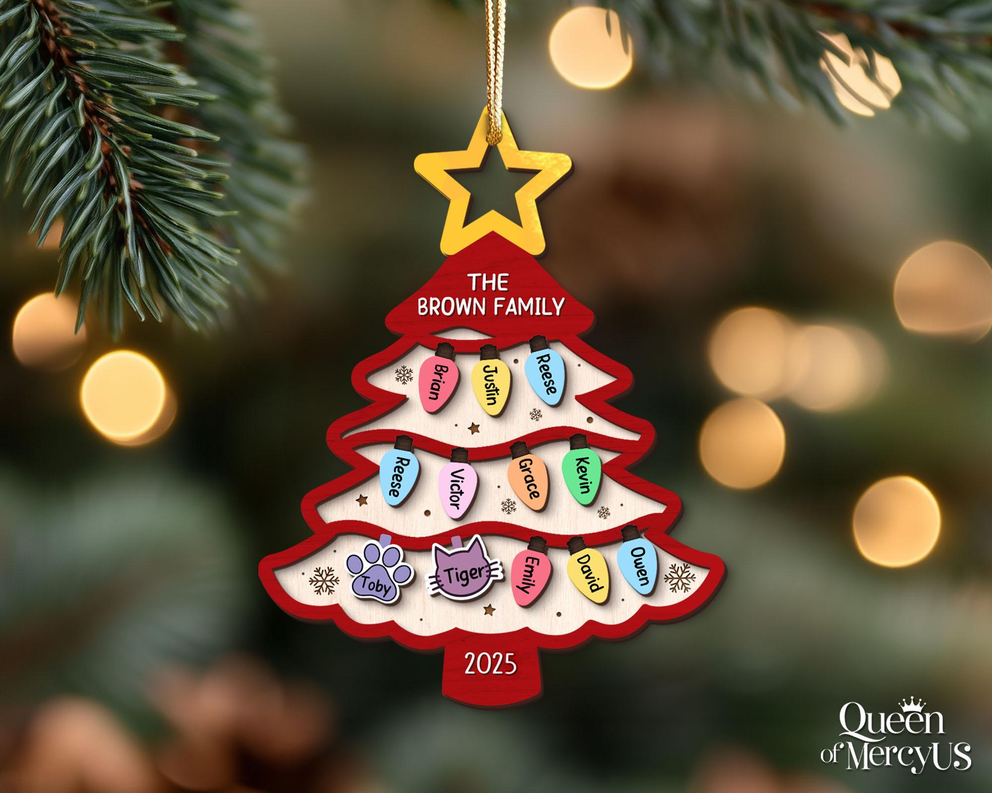 Personalized Family Tree Ornament 2025 Custom Family With Pet Christmas Ornament 2 - MeasureMason Personalized Family Tree Ornament 2025 Custom Family With Pet Christmas Ornament 2