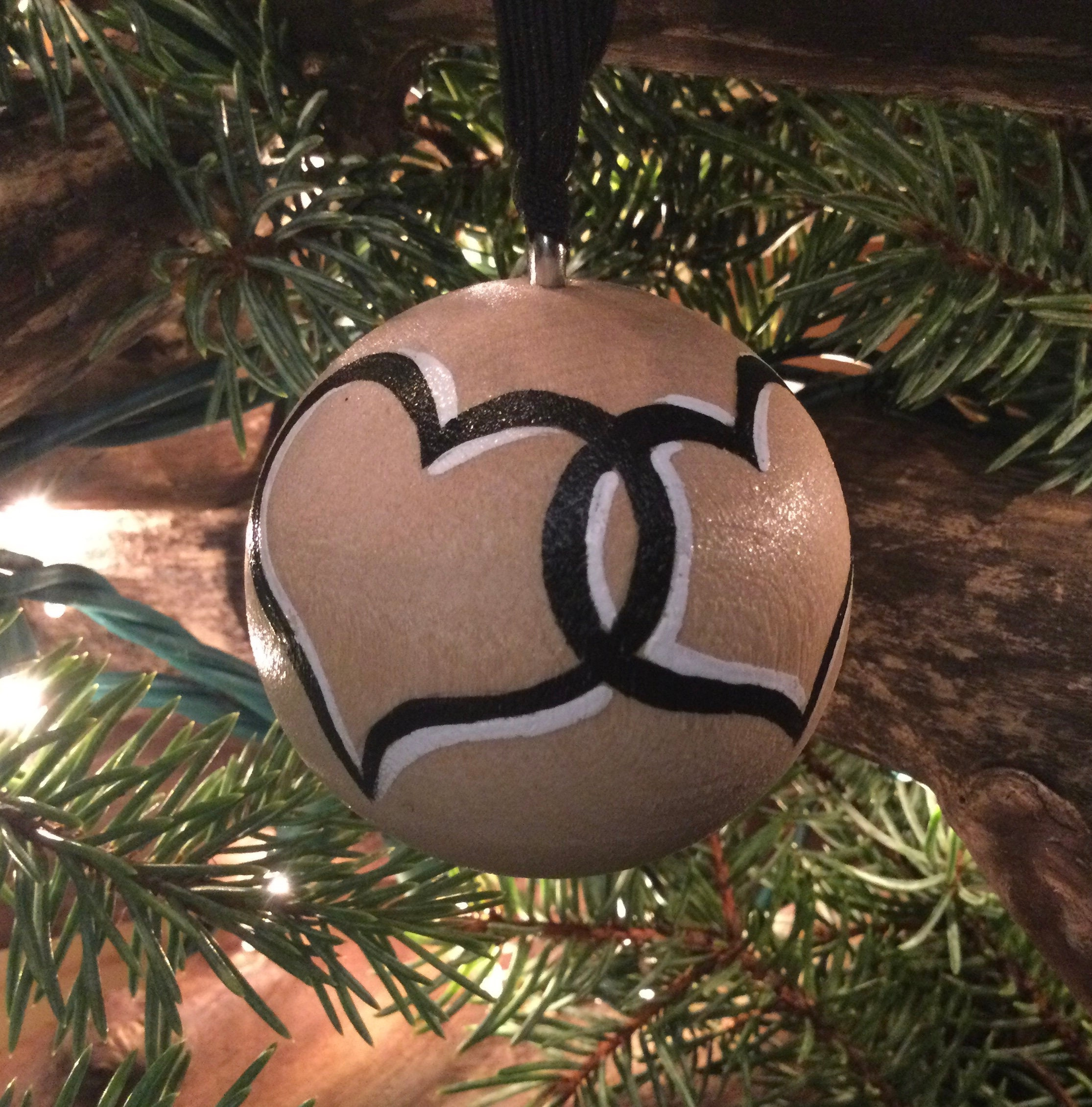 Personalized Couples Ornament, Hand Painted Wooden Heart Love Ornament