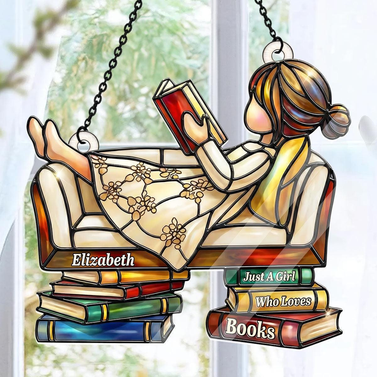 Personalized Book Lover Suncatcher Window Hanging Gift for Readers 1 - MeasureMason Personalized Book Lover Suncatcher Window Hanging Gift for Readers 1