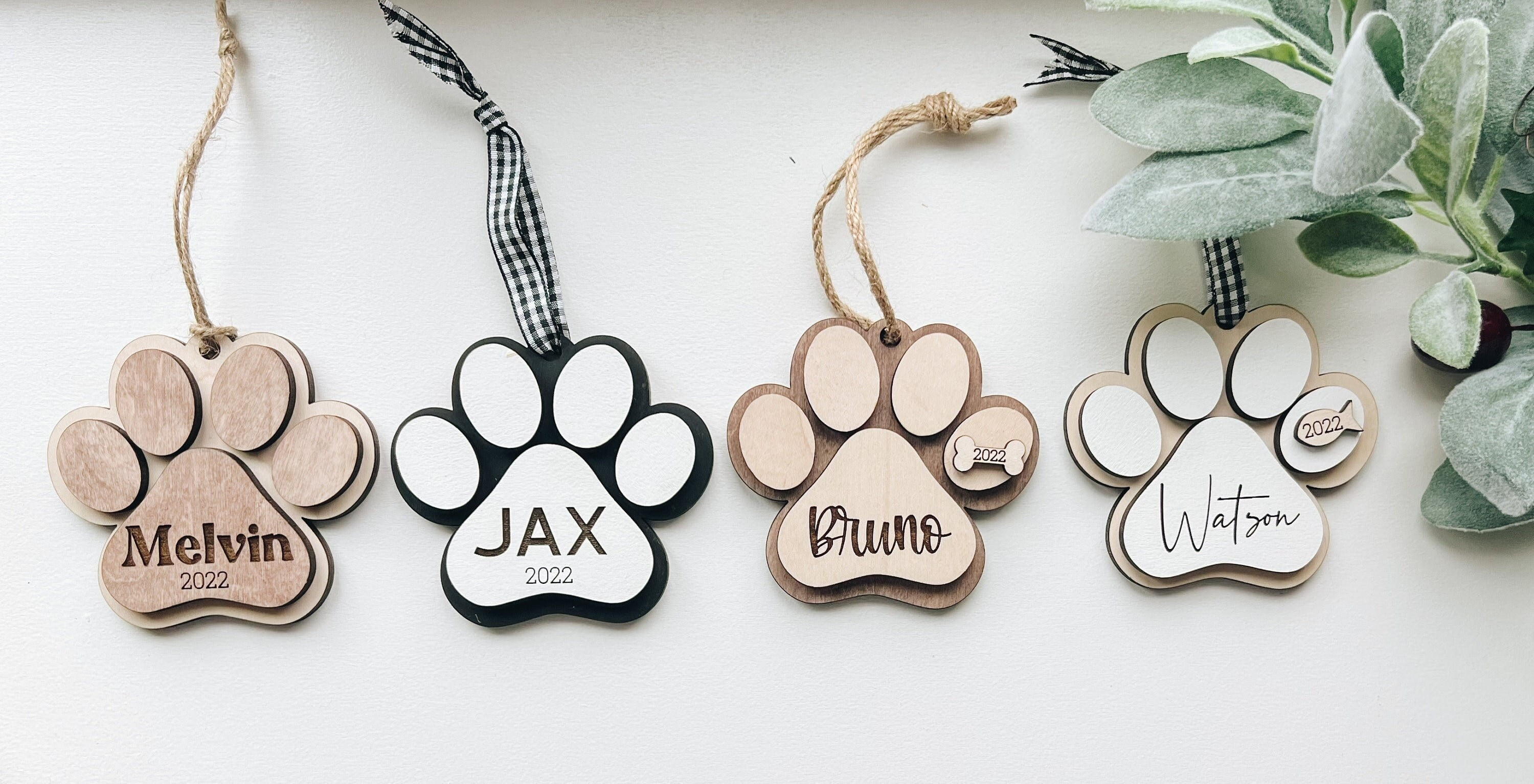 Personalized Dog Christmas Ornament, Pet Memorial Paw Print Ornament Gift 2 - MeasureMason Personalized Dog Christmas Ornament, Pet Memorial Paw Print Ornament Gift 2