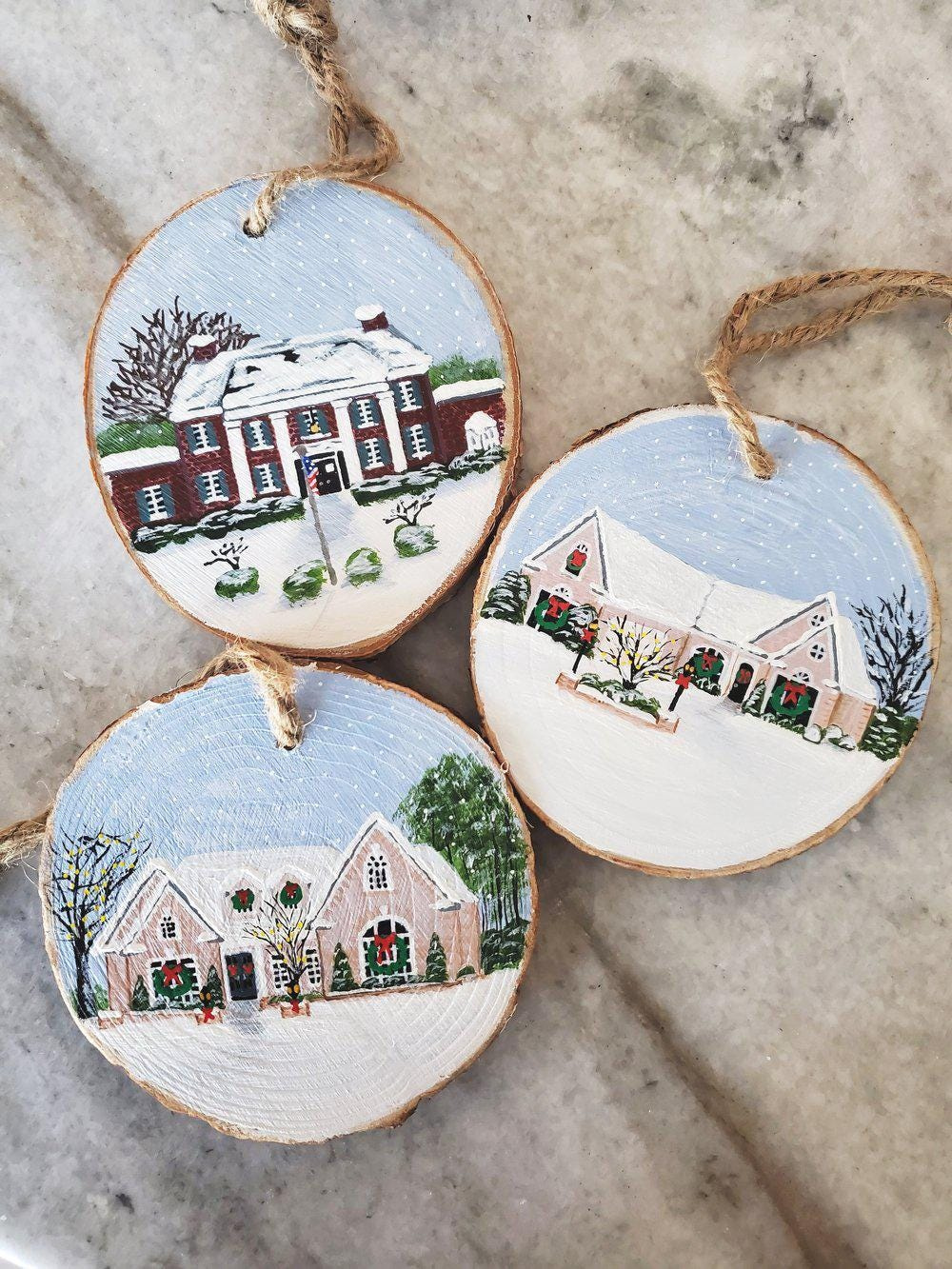 Custom House Portrait Ornament Personalized Hand-Painted Keepsake 1 - MeasureMason Custom House Portrait Ornament Personalized Hand-Painted Keepsake 1