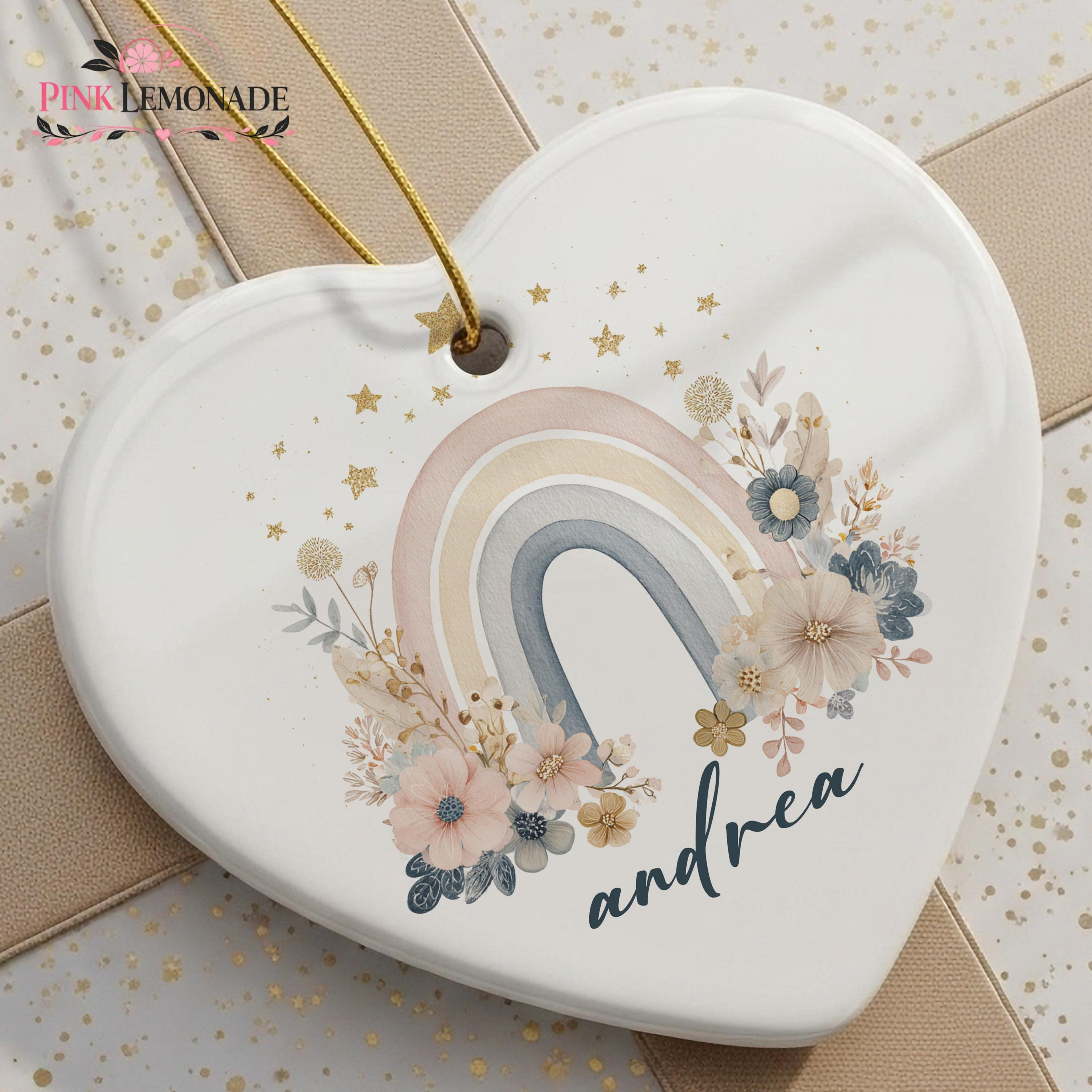 Custom Heart Ceramic Ornament, Personalized Christmas Ornament Gift for Couples or Baby