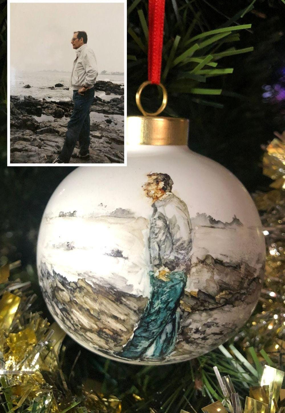 Custom Hand Painted Ornament, Personalized Ceramic Keepsake for Christmas or Special Memories