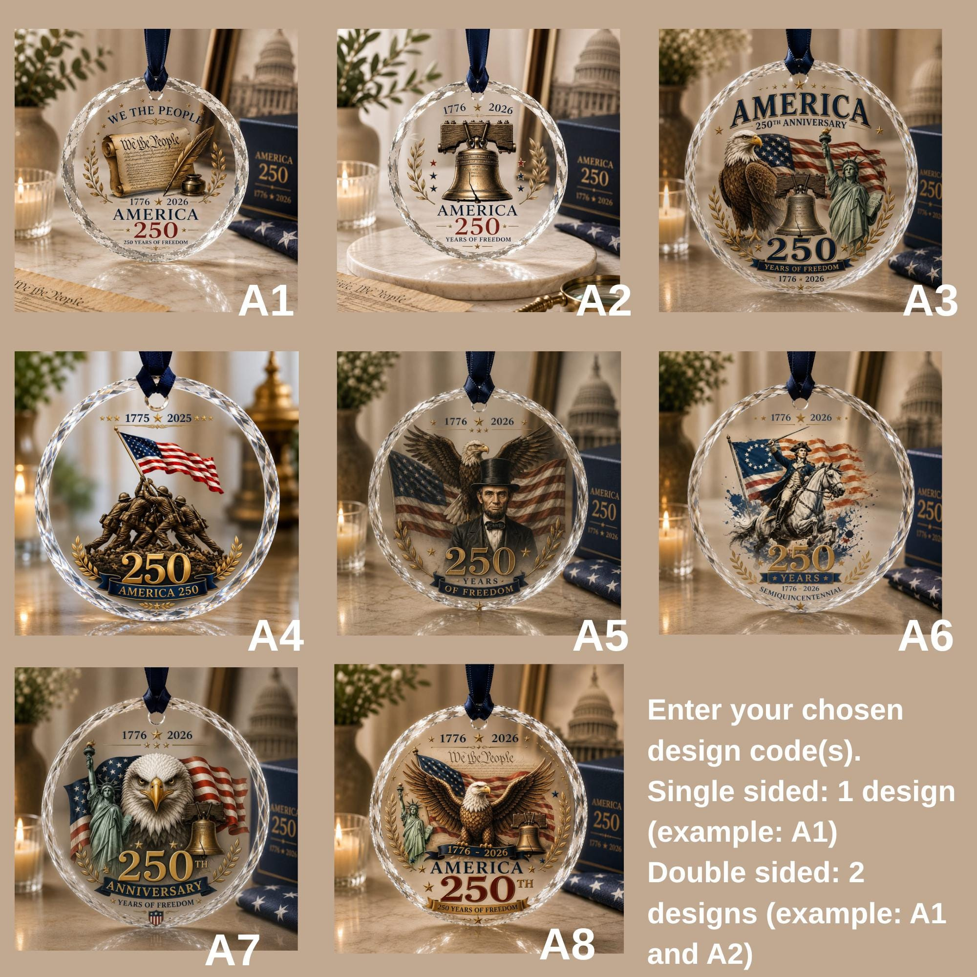 250th Anniversary Patriotic Glass Ornament, American Heritage Christmas Keepsake 2 - MeasureMason 250th Anniversary Patriotic Glass Ornament, American Heritage Christmas Keepsake 2