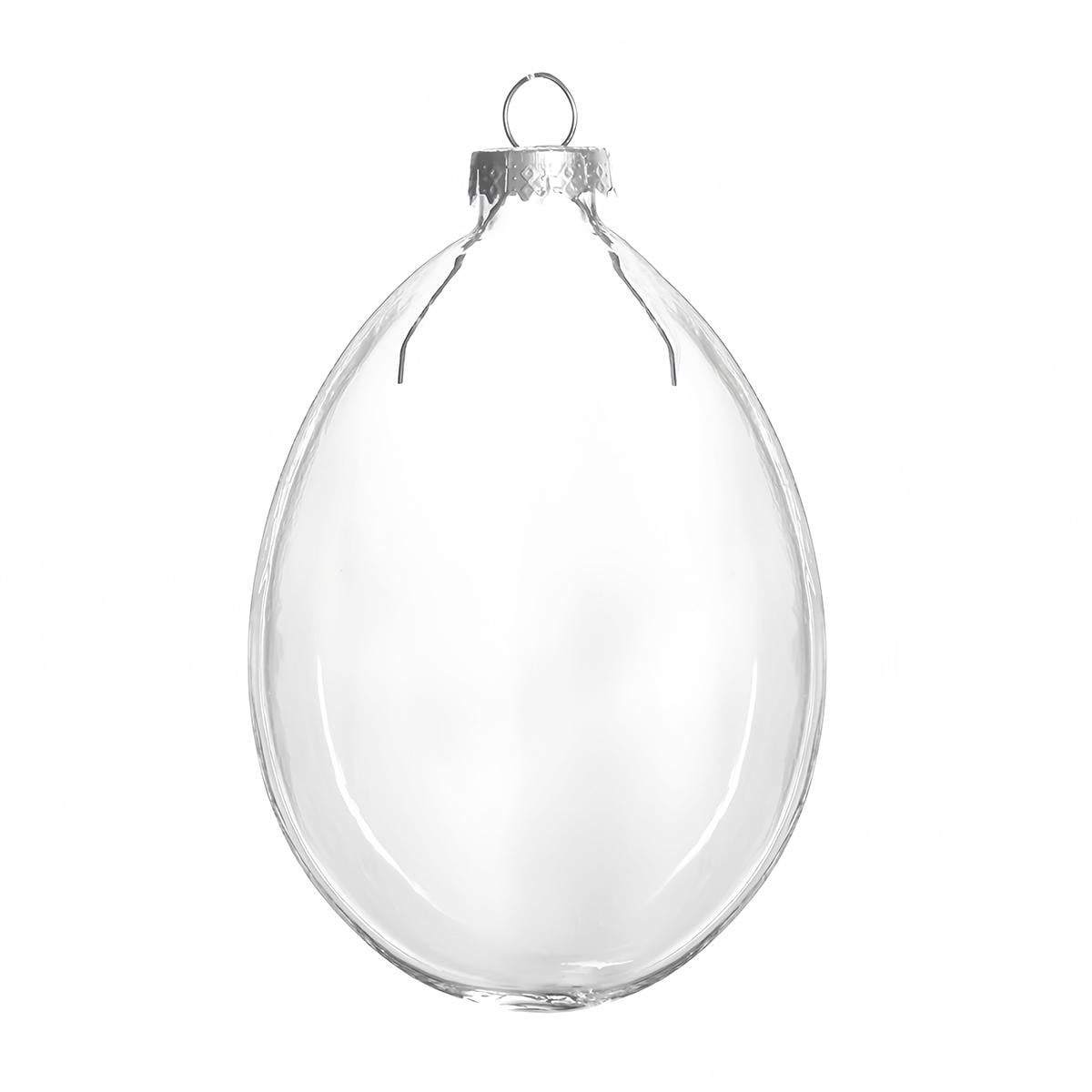 Glass Oval Ornament Blanks Set of 5, Fillable Paintable Christmas Hanging Decorations