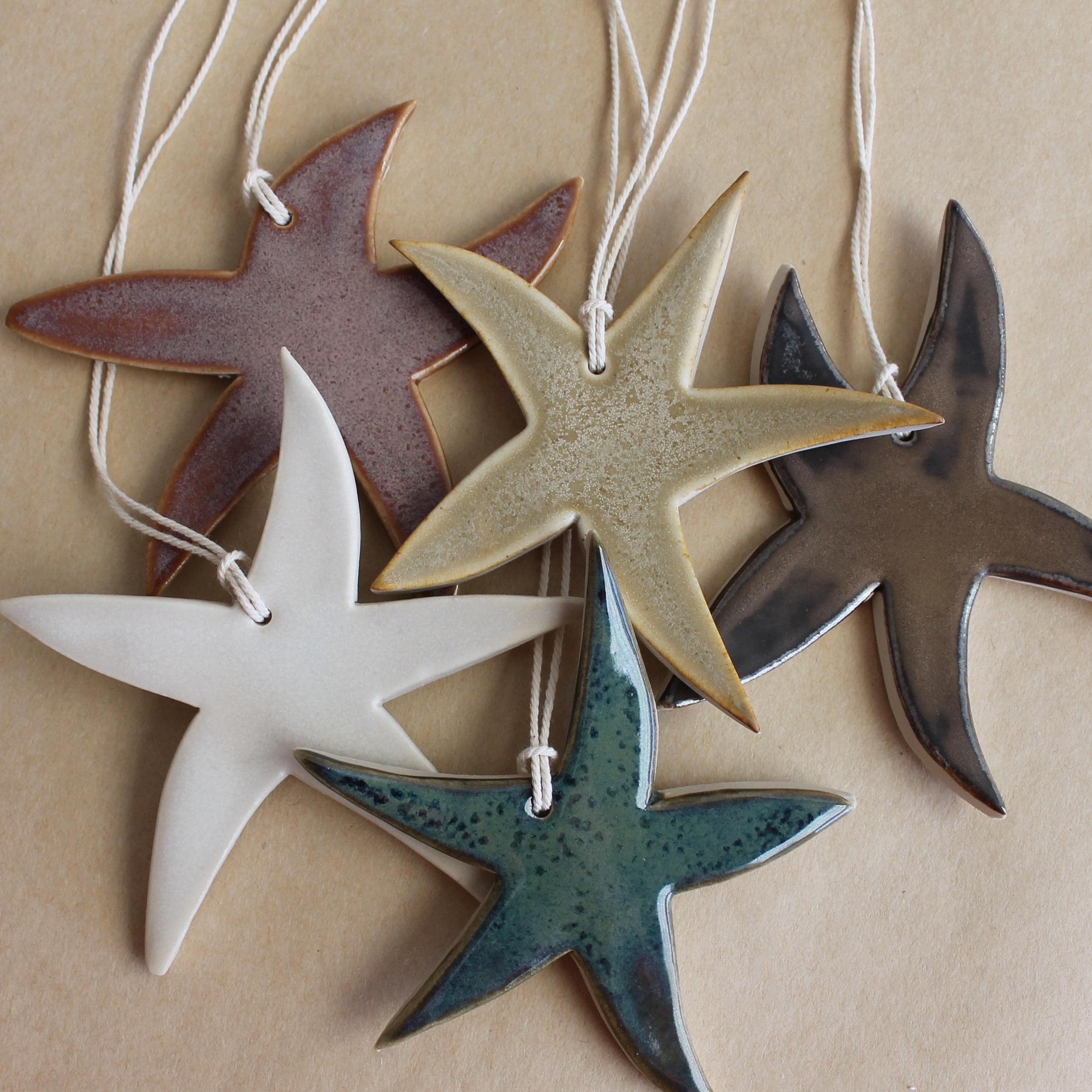 Handmade Ceramic Christmas Star Ornaments Set of 3 or 5 Handmade Ceramic Christmas Star Ornaments Set of 3 or 5