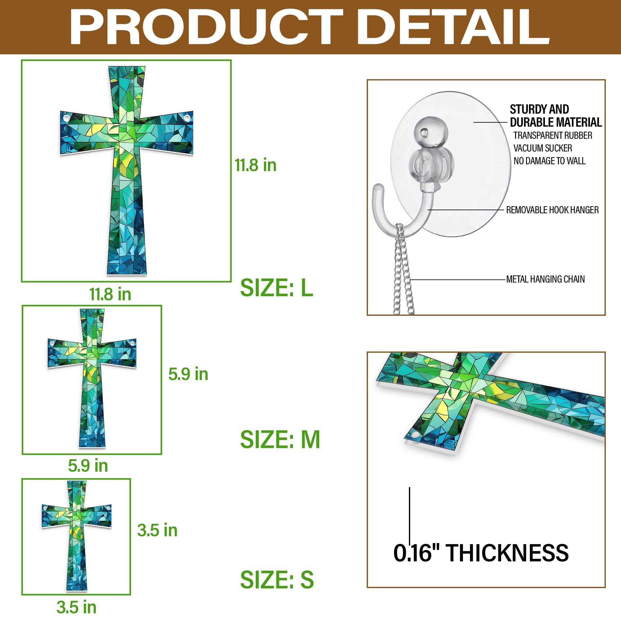 Cross Suncatcher Ornament, Religious Window Hanging, Faith Home Decor 2 - MeasureMason Cross Suncatcher Ornament, Religious Window Hanging, Faith Home Decor 2
