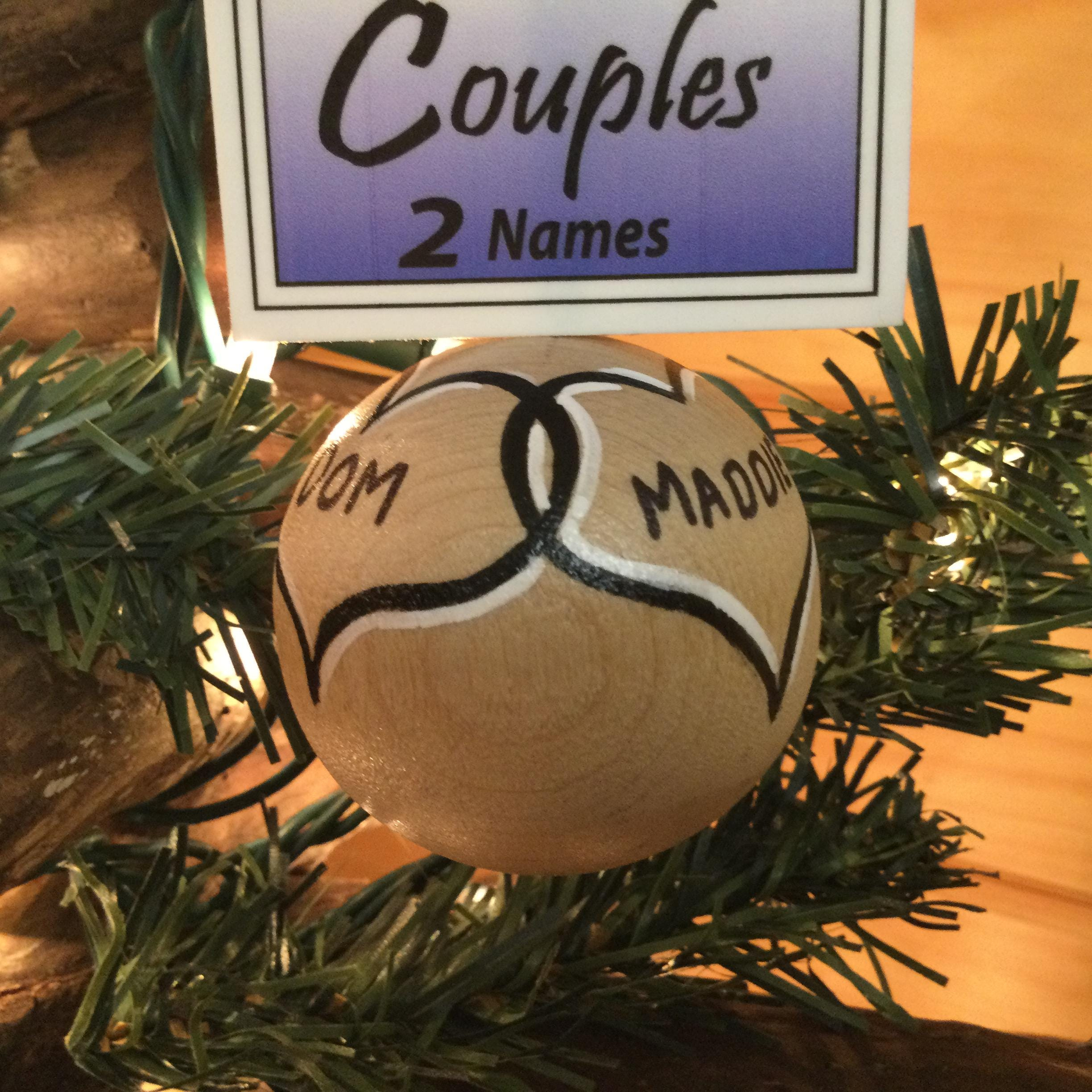 Personalized Couples Ornament, Hand Painted Wooden Heart Love Ornament 4 - MeasureMason Personalized Couples Ornament, Hand Painted Wooden Heart Love Ornament 4