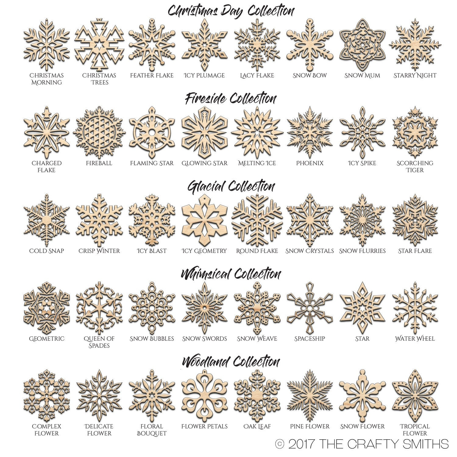 Wooden Snowflake Christmas Ornaments - Bulk Set for Holiday Tree Decoration & DIY Craft Projects 2 - MeasureMason Wooden Snowflake Christmas Ornaments - Bulk Set for Holiday Tree Decoration & DIY Craft Projects 2