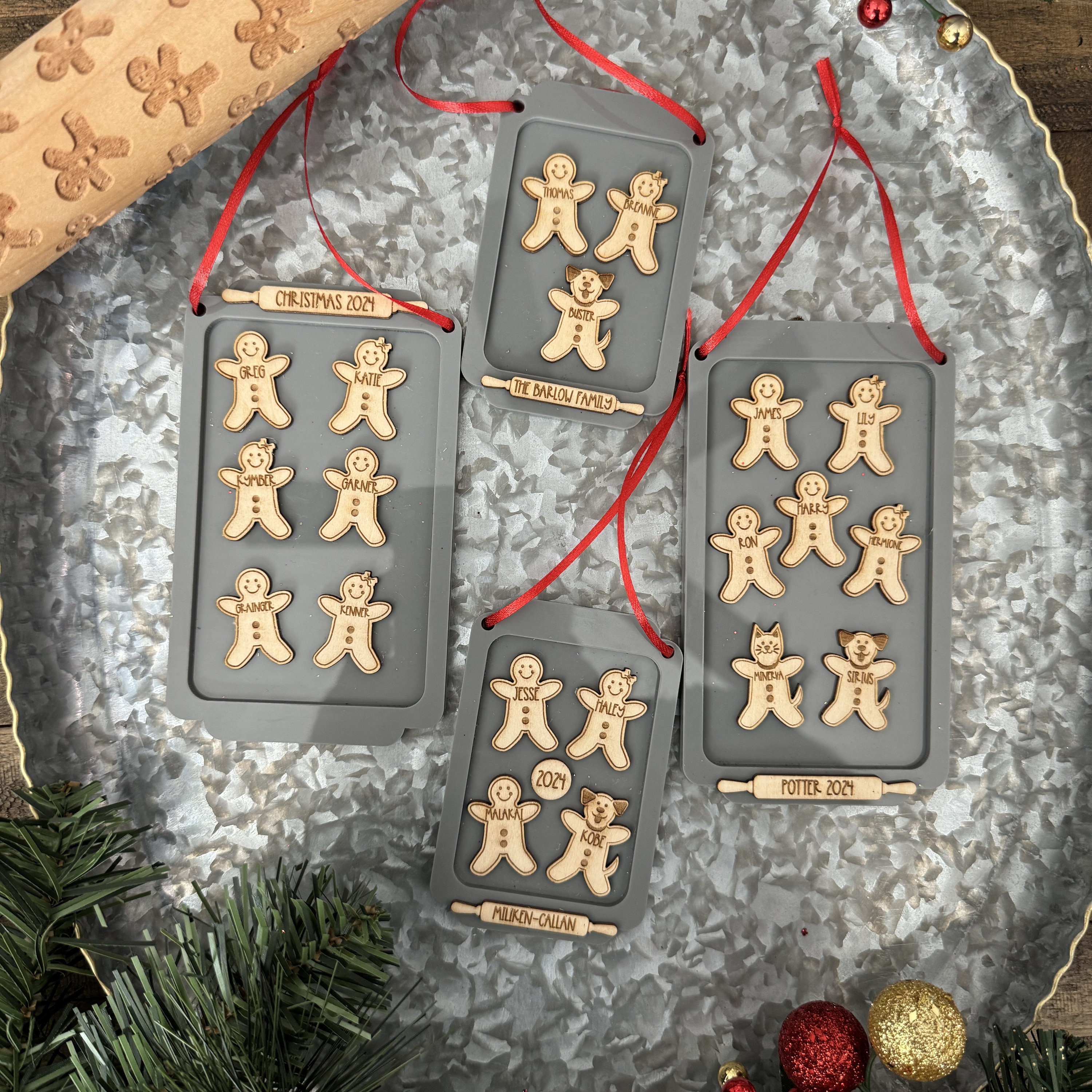 Custom Gingerbread Family Christmas Ornament - Personalized Holiday Keepsake