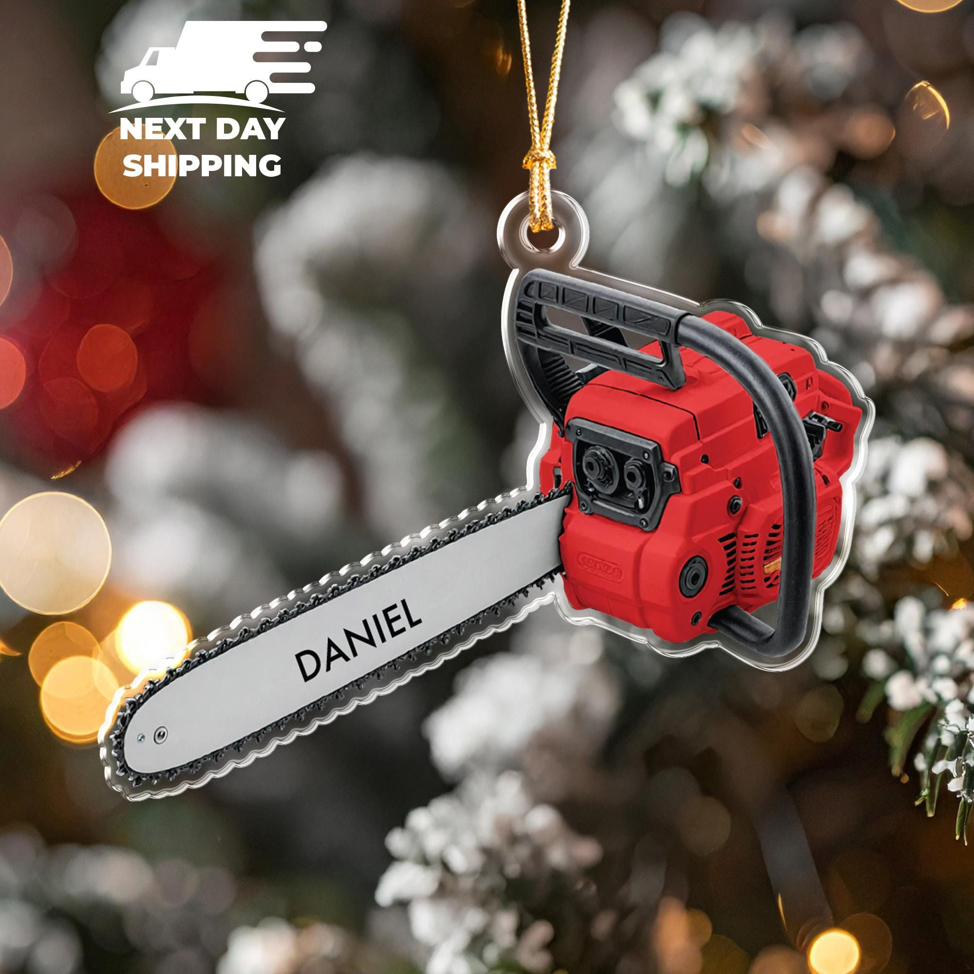 Personalized Mini Chainsaw Arborist Ornament — Custom Name Acrylic Christmas Keepsake 3 - MeasureMason Personalized Mini Chainsaw Arborist Ornament — Custom Name Acrylic Christmas Keepsake 3
