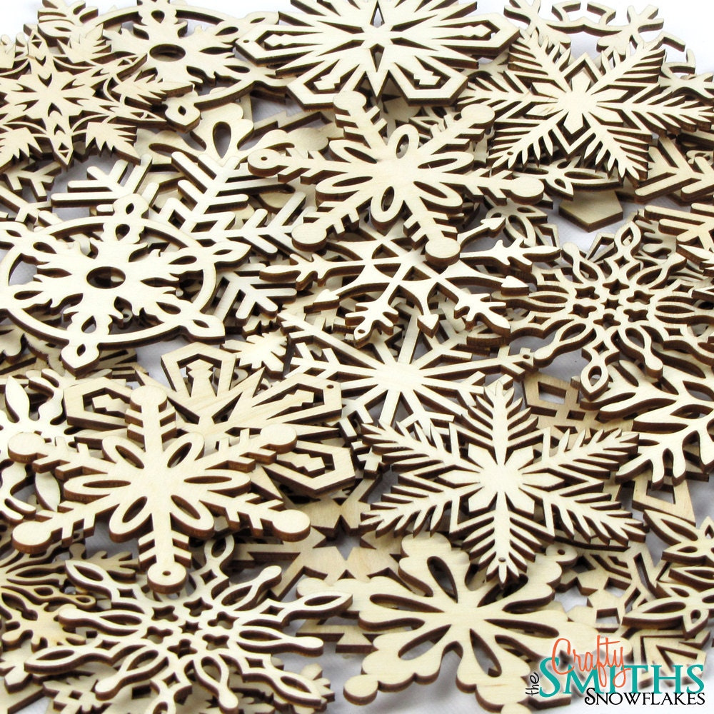 Wooden Snowflake Christmas Ornaments - Bulk Set for Holiday Tree Decoration & DIY Craft Projects 1 - MeasureMason Wooden Snowflake Christmas Ornaments - Bulk Set for Holiday Tree Decoration & DIY Craft Projects 1