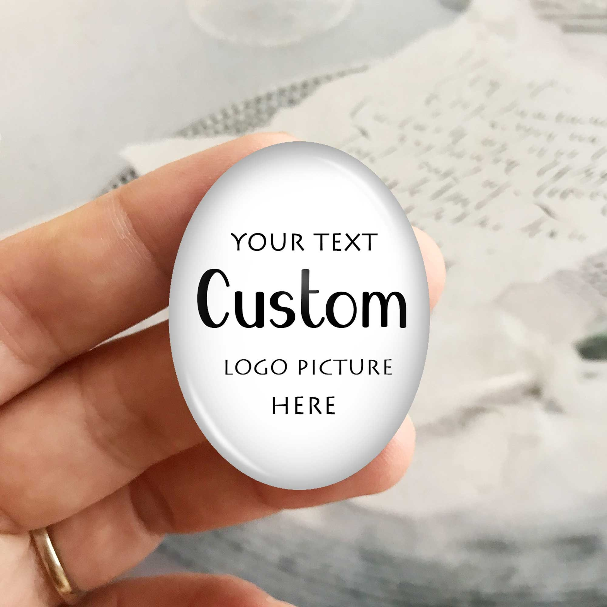 Custom Oval Glass Cabochon Blank, Personalized Photo Logo Text Teardrop Dome Cameo for Jewelry Making, 10x14mm-30x40mm