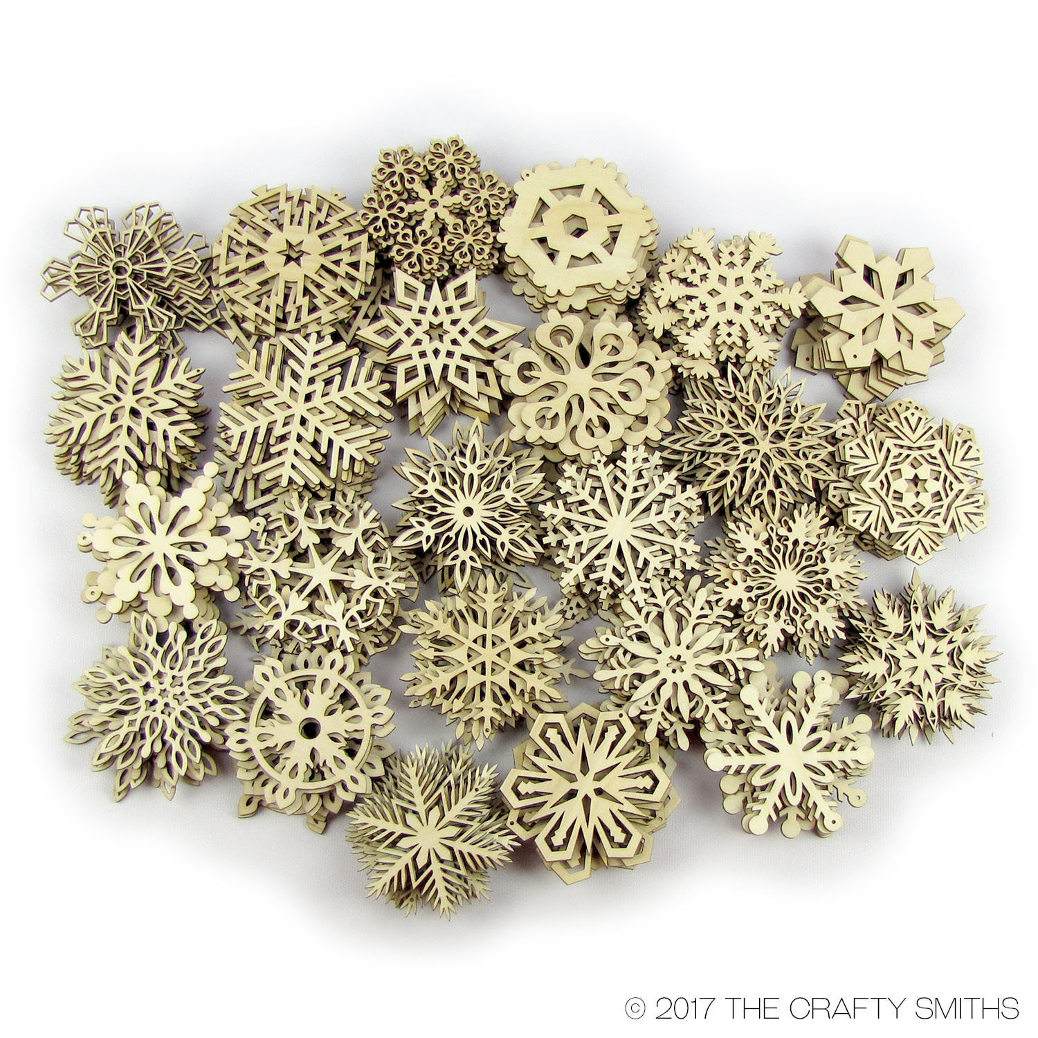Wooden Snowflake Christmas Ornaments - Bulk Set for Holiday Tree Decoration & DIY Craft Projects Wooden Snowflake Christmas Ornaments - Bulk Set for Holiday Tree Decoration & DIY Craft Projects