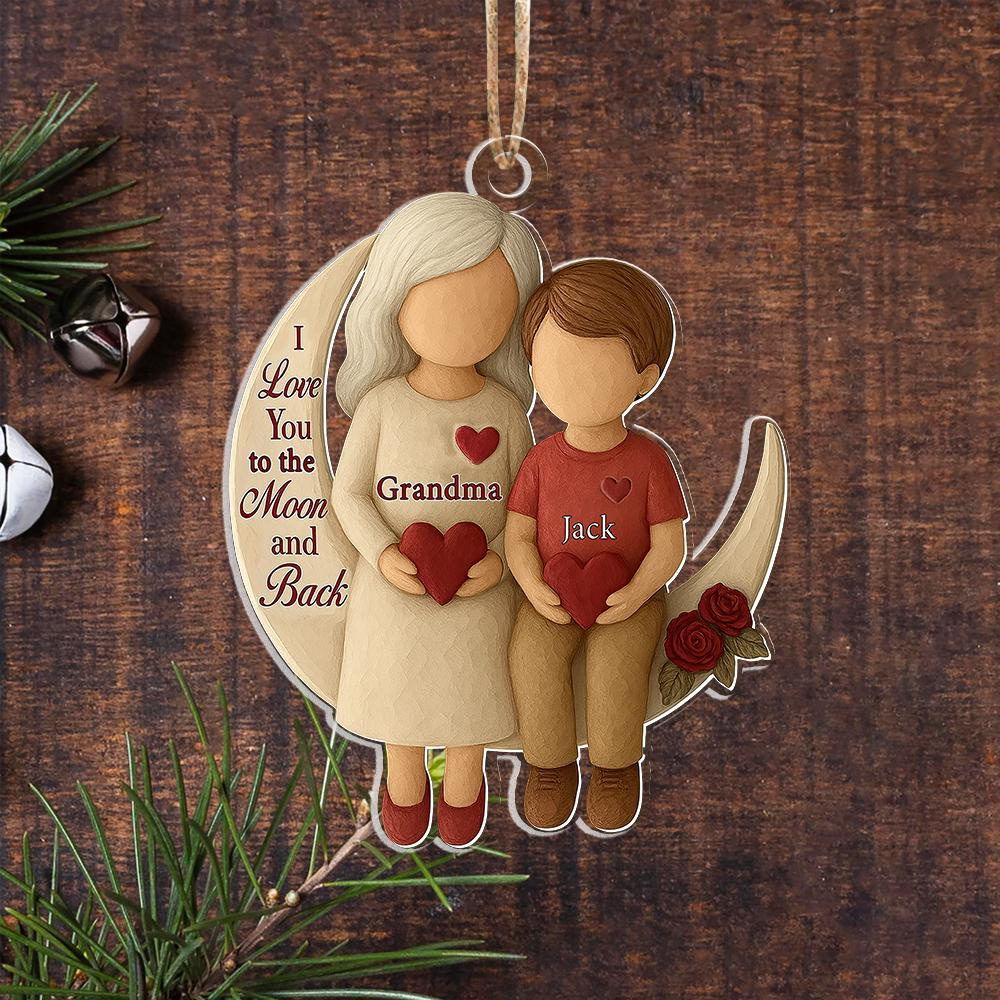 Personalized Grandma Grandchild Ornament, I Love You to the Moon and Back Acrylic Ornament, Custom Family Christmas Gift 4 - MeasureMason Personalized Grandma Grandchild Ornament, I Love You to the Moon and Back Acrylic Ornament, Custom Family Christmas Gift 4
