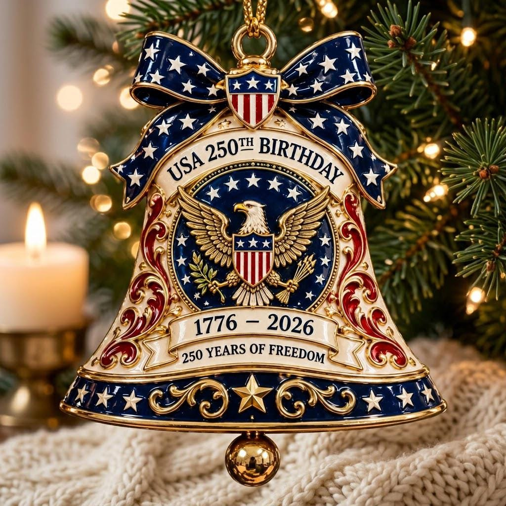 250th Anniversary America Ornament - USA Flag Patriotic Christmas Tree Decor, Acrylic & Wood Keepsake Gift 2 - MeasureMason 250th Anniversary America Ornament - USA Flag Patriotic Christmas Tree Decor, Acrylic & Wood Keepsake Gift 2