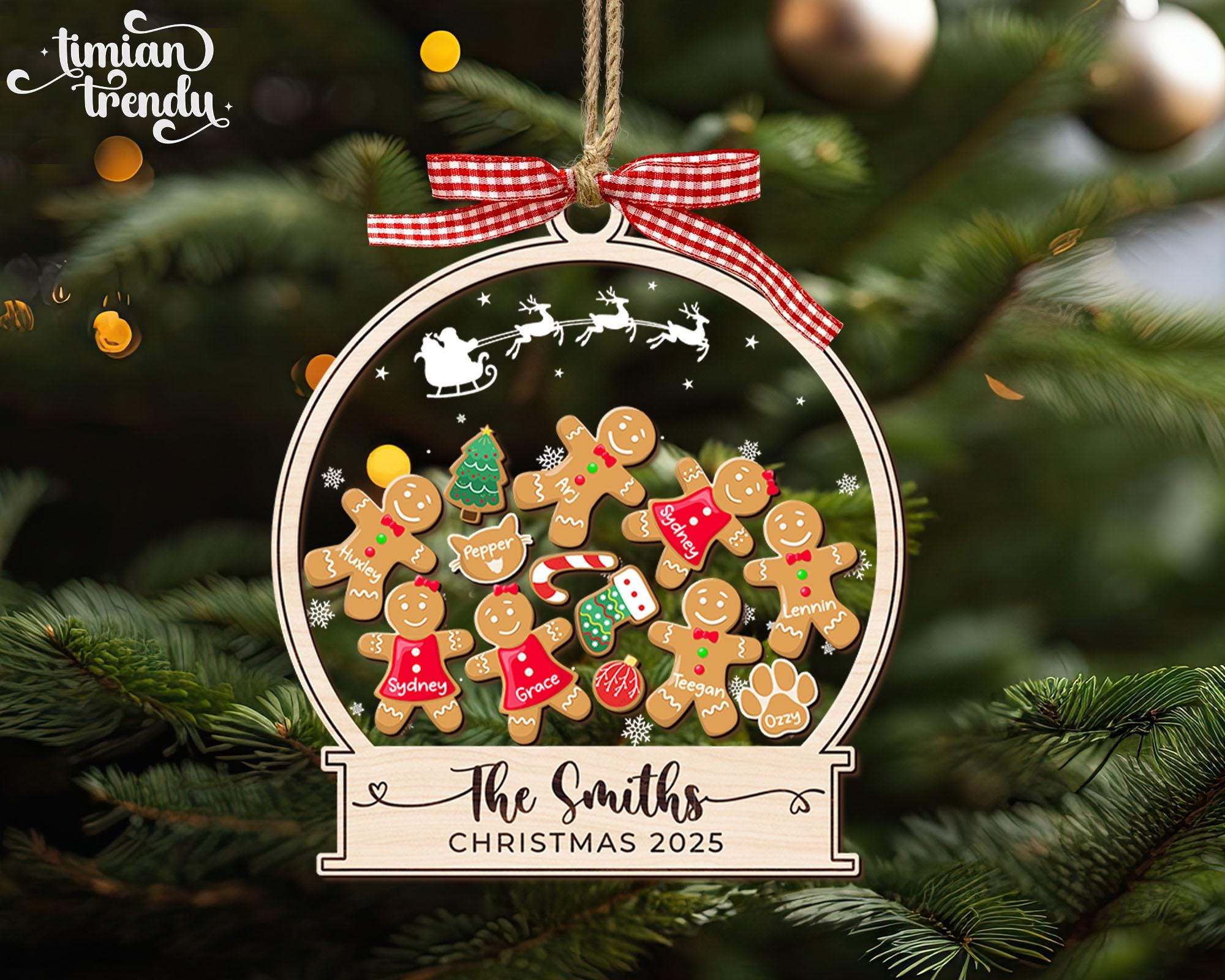 Personalized Family Gingerbread Ornament 2025, Custom Christmas Ornament With Pets, 4D Shaker Cookie Keepsake 3 - MeasureMason Personalized Family Gingerbread Ornament 2025, Custom Christmas Ornament With Pets, 4D Shaker Cookie Keepsake 3