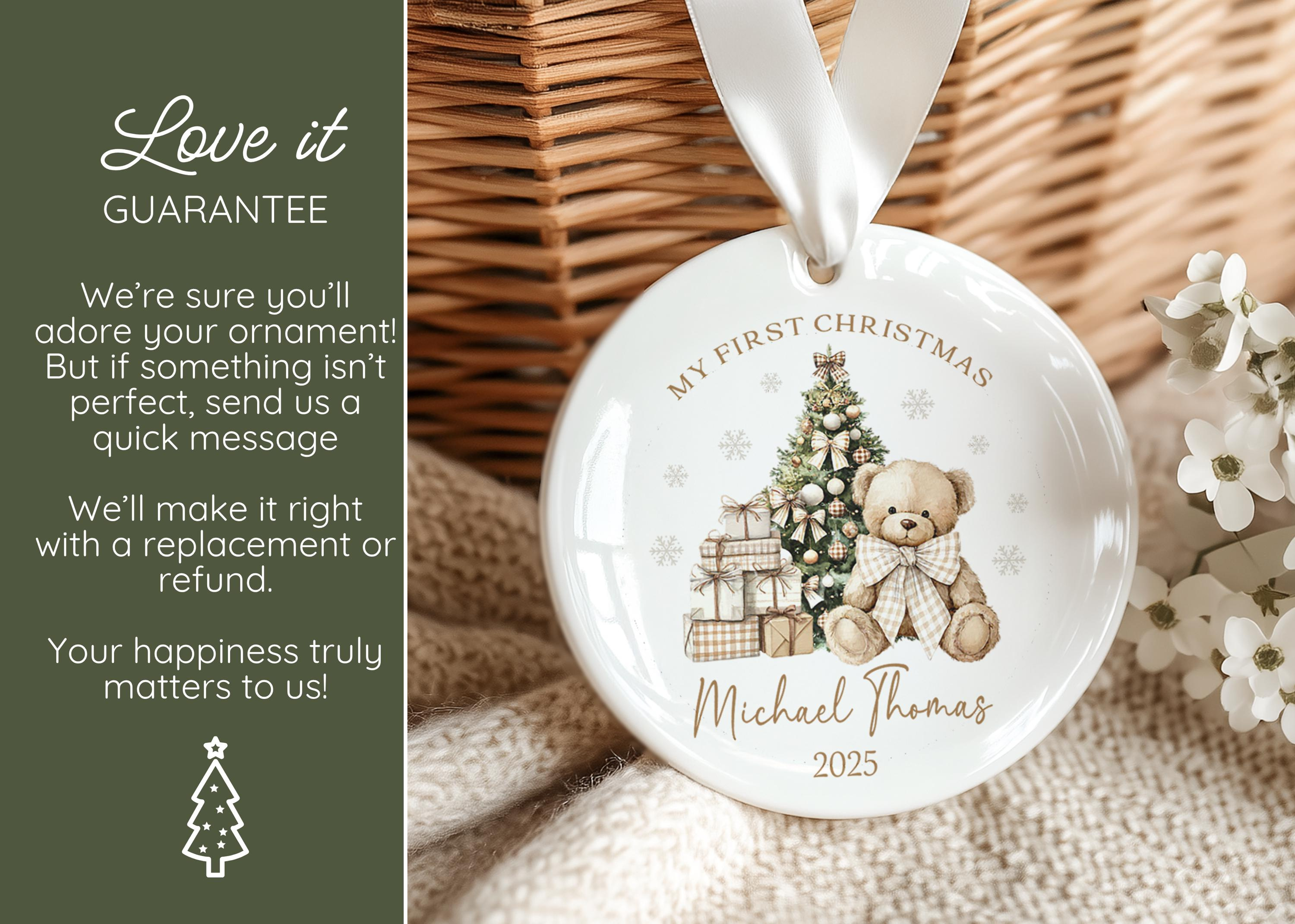 Baby Boy First Christmas Ornament 2026 – Personalized Teddy Bear Keepsake with Name, Newborn Gift 2 - MeasureMason Baby Boy First Christmas Ornament 2026 – Personalized Teddy Bear Keepsake with Name, Newborn Gift 2