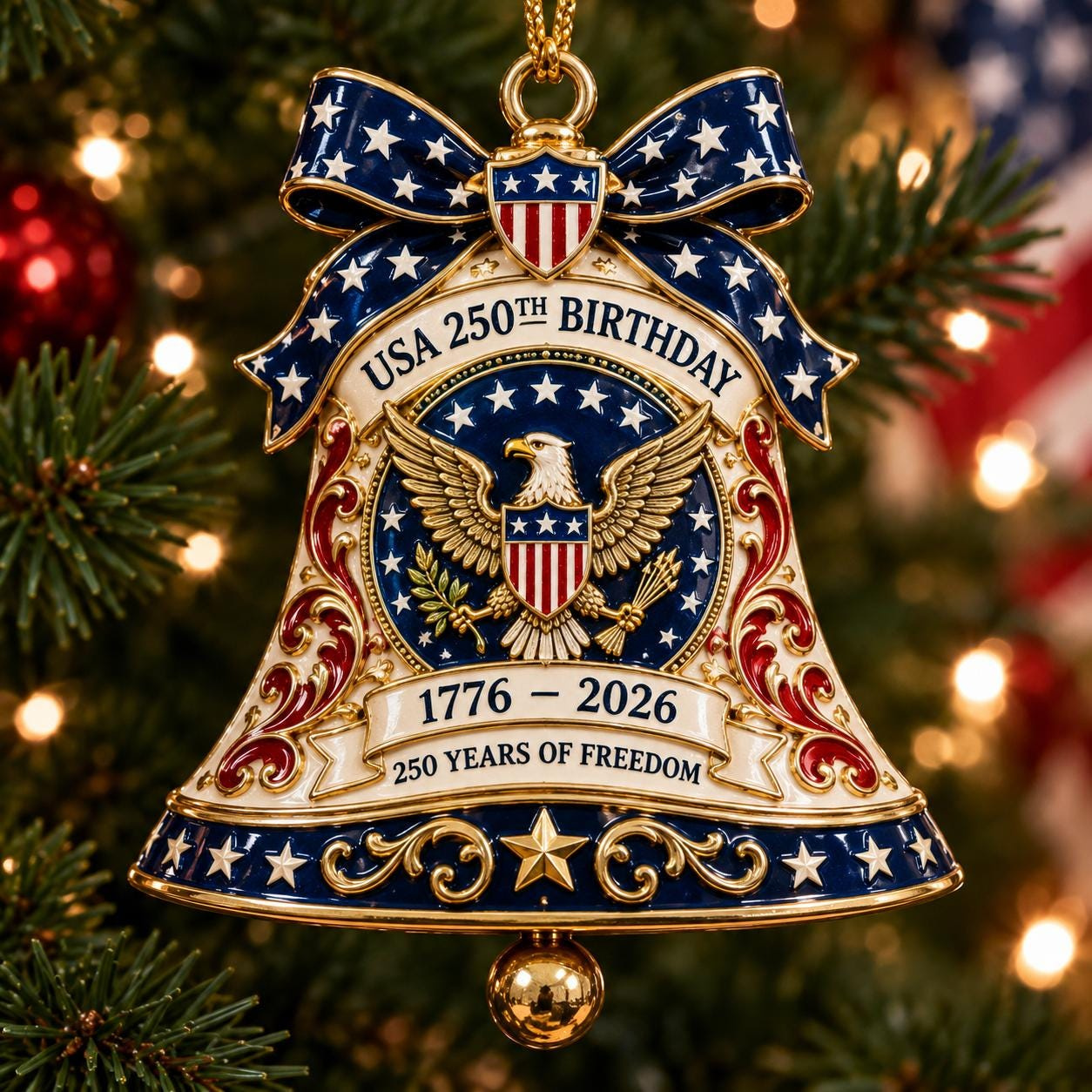 250th Anniversary America Ornament - USA Flag Patriotic Christmas Tree Decor, Acrylic & Wood Keepsake Gift 4 - MeasureMason 250th Anniversary America Ornament - USA Flag Patriotic Christmas Tree Decor, Acrylic & Wood Keepsake Gift 4
