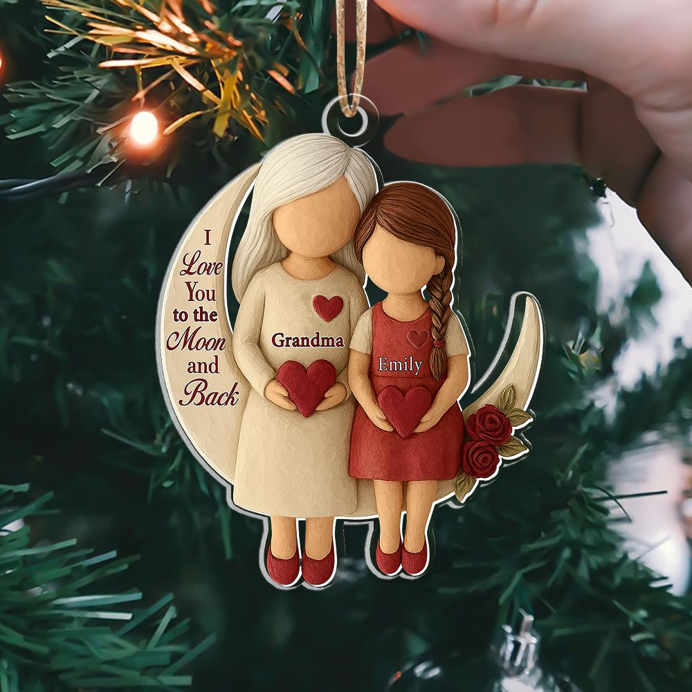 Personalized Grandma Grandchild Ornament, I Love You to the Moon and Back Acrylic Ornament, Custom Family Christmas Gift 3 - MeasureMason Personalized Grandma Grandchild Ornament, I Love You to the Moon and Back Acrylic Ornament, Custom Family Christmas Gift 3