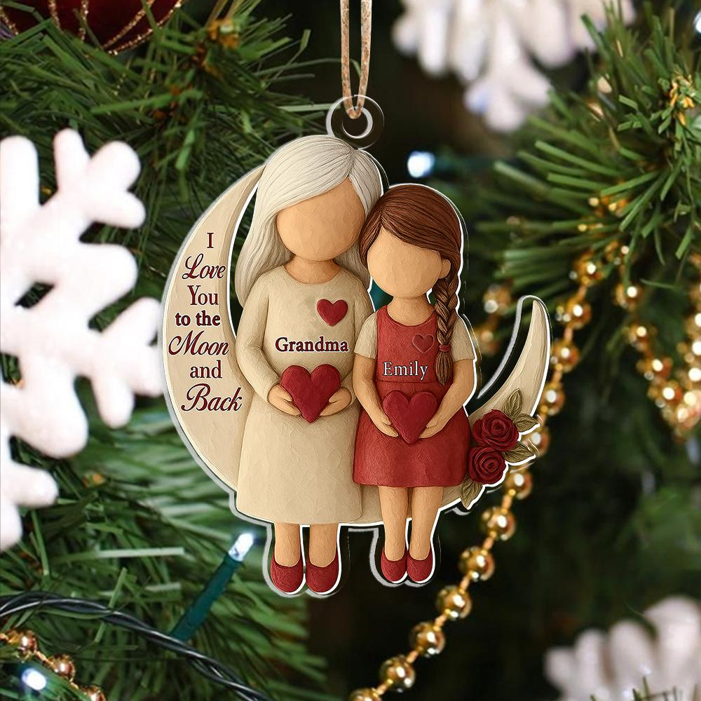 Personalized Grandma Grandchild Ornament, I Love You to the Moon and Back Acrylic Ornament, Custom Family Christmas Gift 2 - MeasureMason Personalized Grandma Grandchild Ornament, I Love You to the Moon and Back Acrylic Ornament, Custom Family Christmas Gift 2
