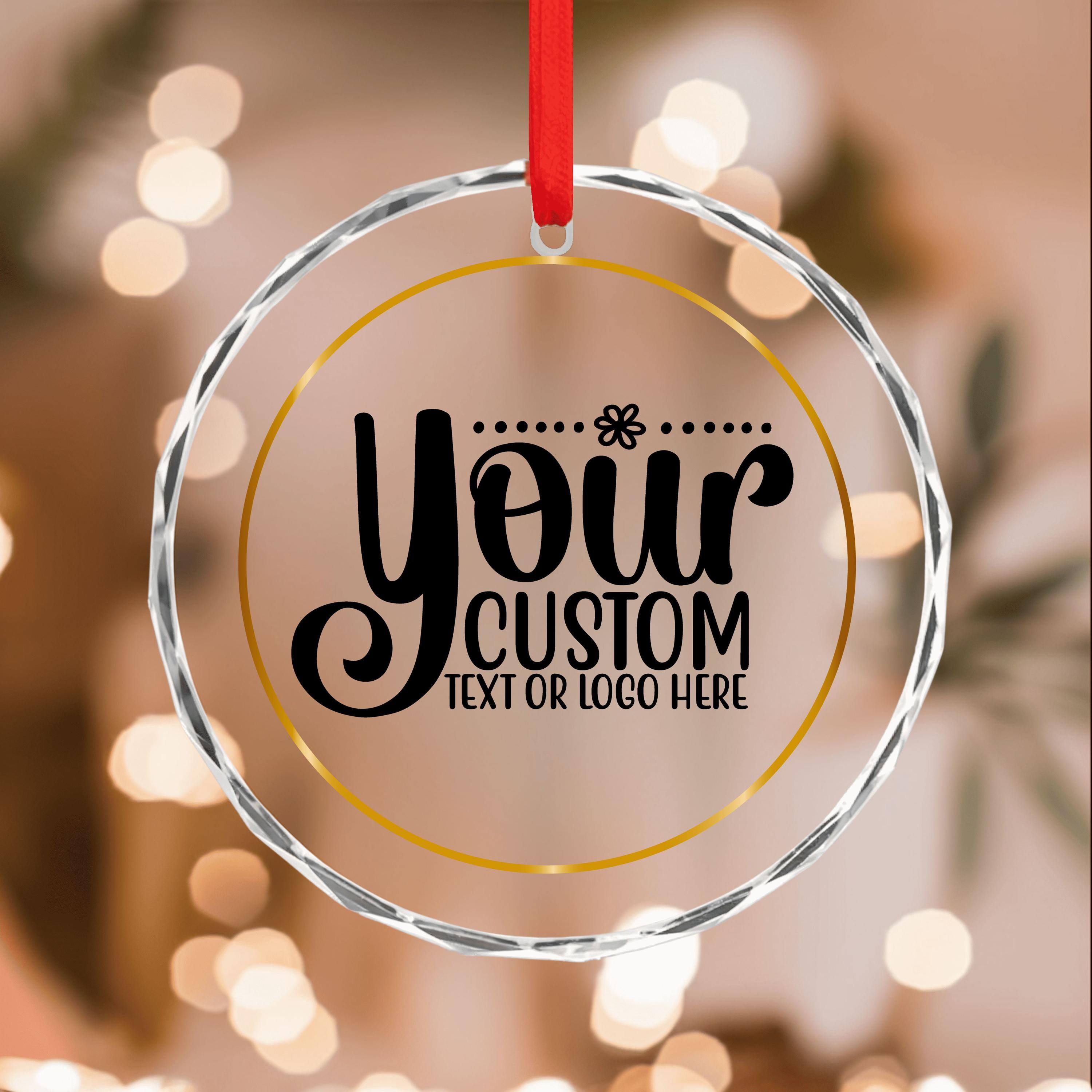Personalized Clear Glass Ornament - Custom Logo or Text - Elegant Keepsake Christmas Gift