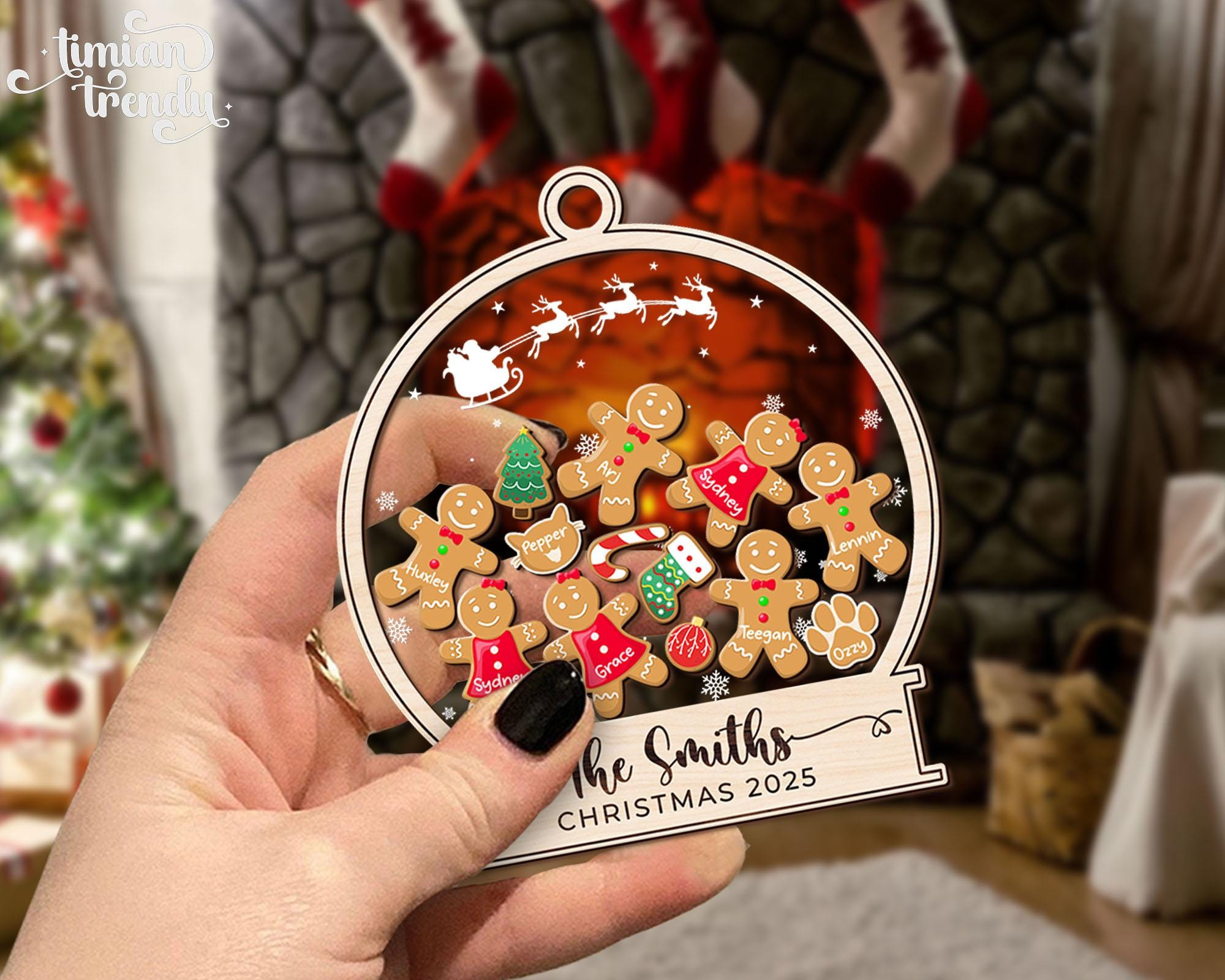 Personalized Family Gingerbread Ornament 2025, Custom Christmas Ornament With Pets, 4D Shaker Cookie Keepsake 1 - MeasureMason Personalized Family Gingerbread Ornament 2025, Custom Christmas Ornament With Pets, 4D Shaker Cookie Keepsake 1