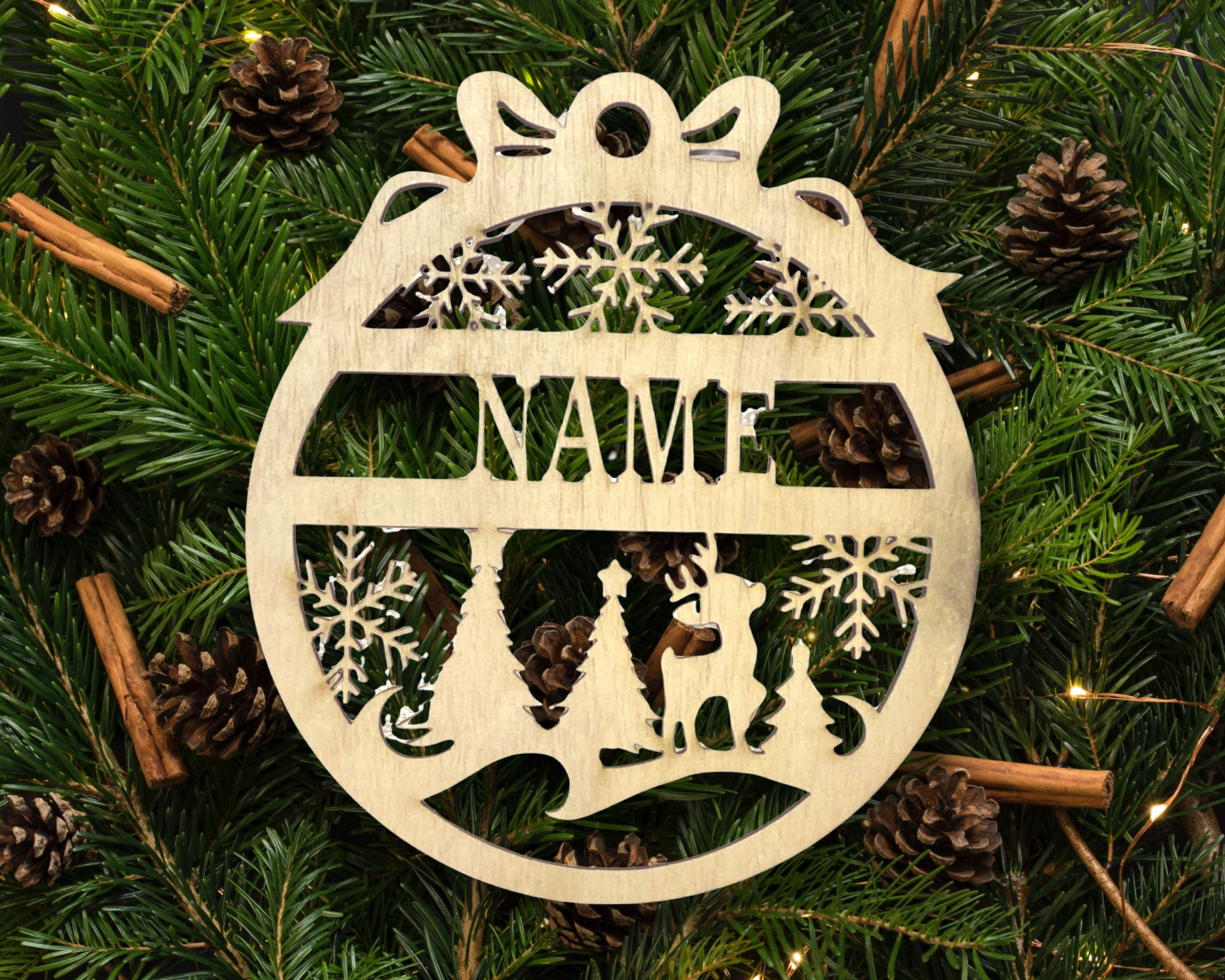 Custom Laser Cut Christmas Wood Ornament Personalized Name - Snowflake Reindeer Santa Holiday Family Tree Decor Keepsake Custom Laser Cut Christmas Wood Ornament Personalized Name - Snowflake Reindeer Santa Holiday Family Tree Decor Keepsake