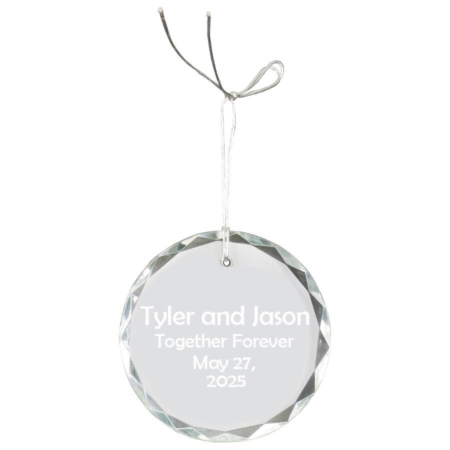 Personalized 3" Round Faceted Crystal Ornament, Custom Engraved Clear Glass Christmas Tree Decoration 2026 4 - MeasureMason Personalized 3" Round Faceted Crystal Ornament, Custom Engraved Clear Glass Christmas Tree Decoration 2026 4